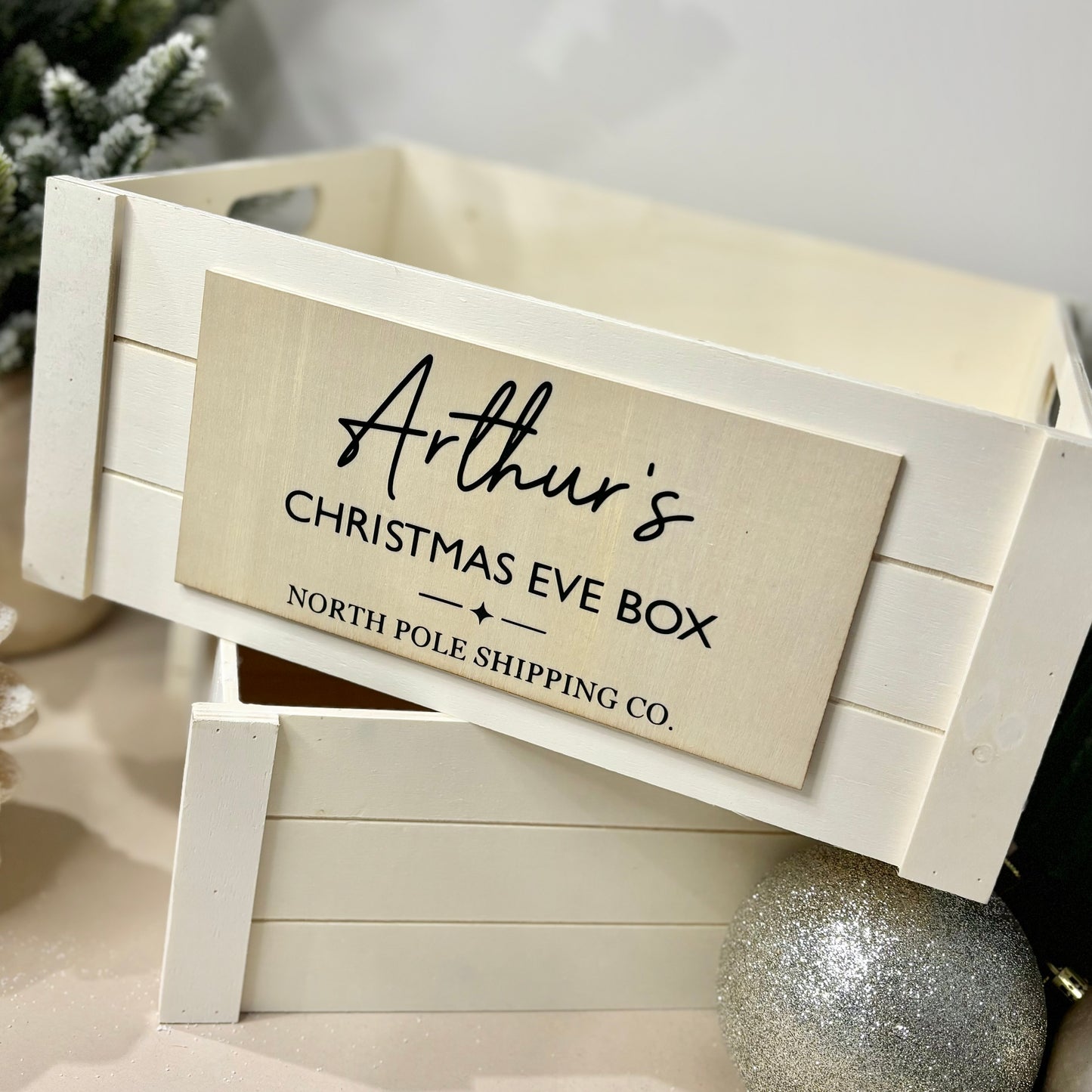 Personalised Wooden Christmas Eve Box Crate - Large