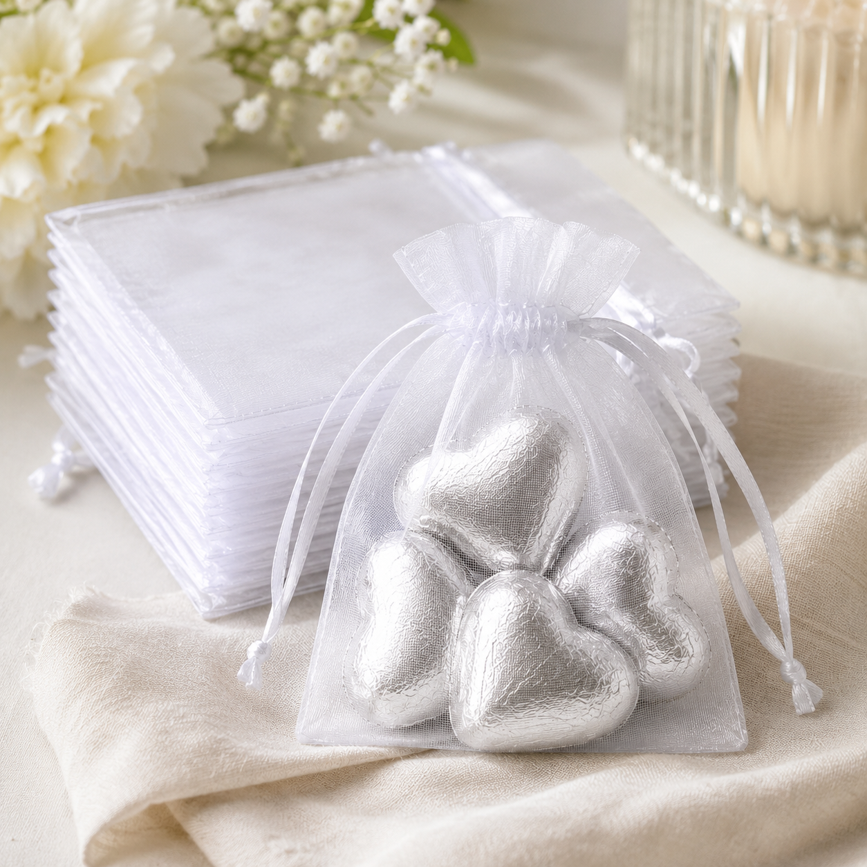 White Organza Favour Bags For Weddings Small Organza Gift Bag Wedding Favour Organza Bag Organza Bags For Chocolates Organza Bags For Sweets