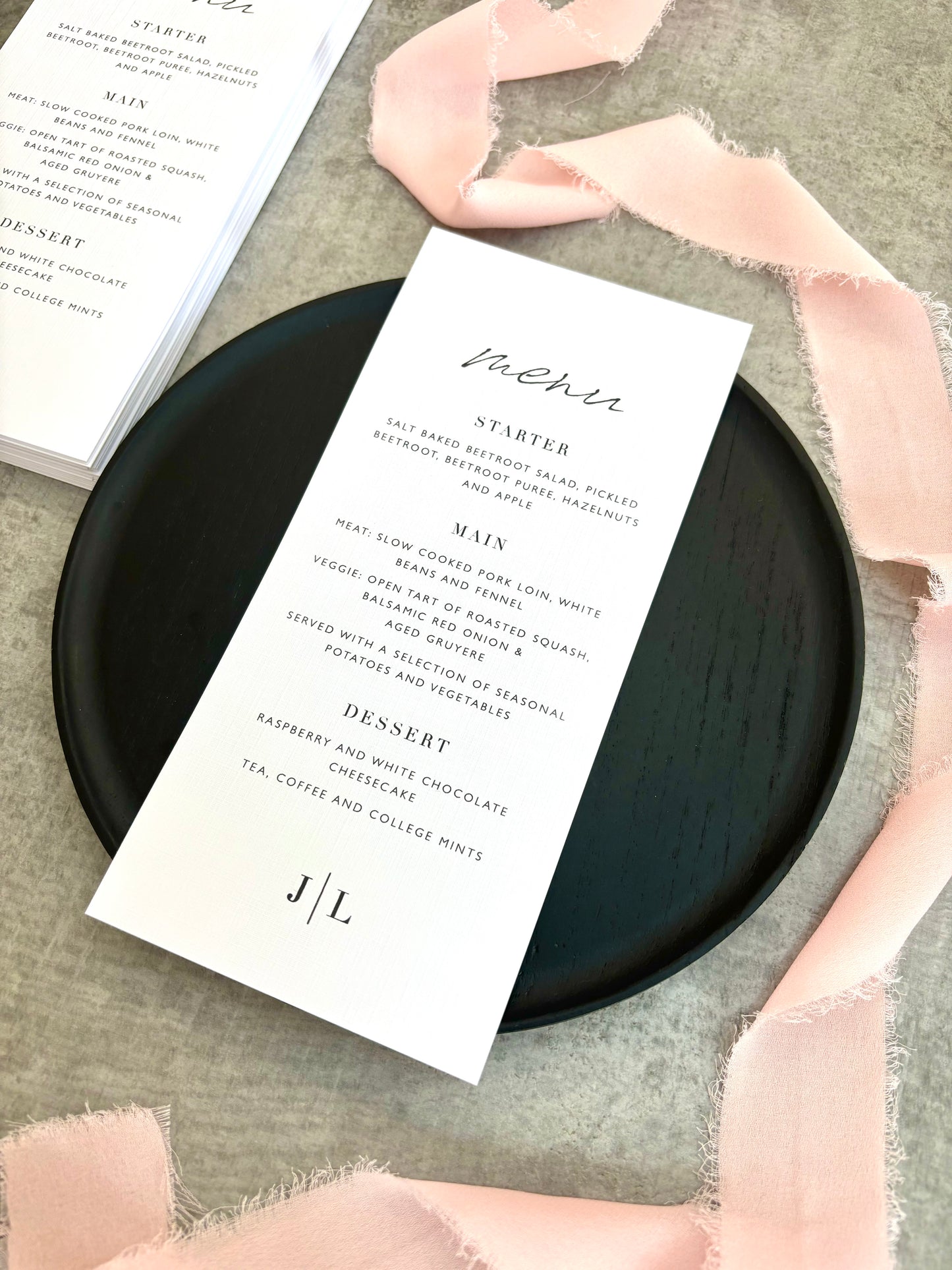 The Ivy - Minimalist Monogram Menu Card