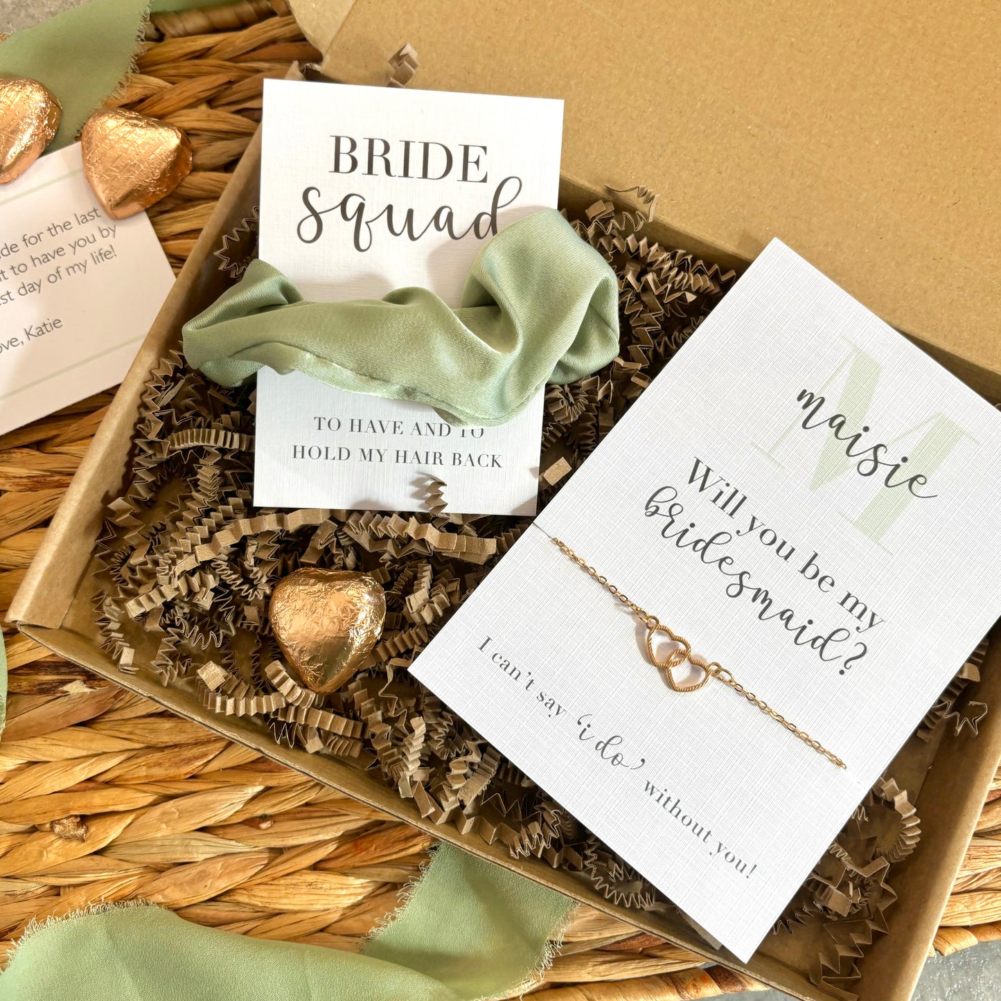 Bridal party proposal gift box - green