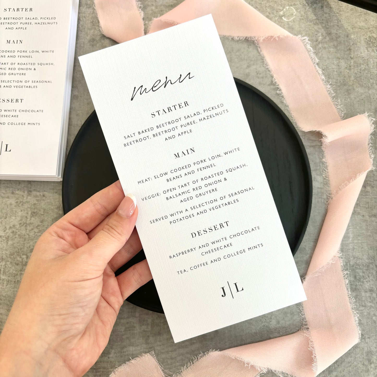 The Ivy - Minimalist Monogram Menu Card