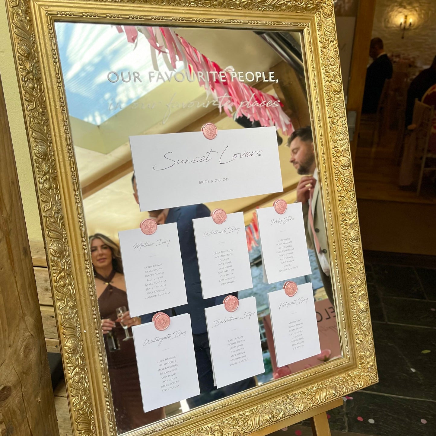 Gold Table Seating Plan Mirror Sign