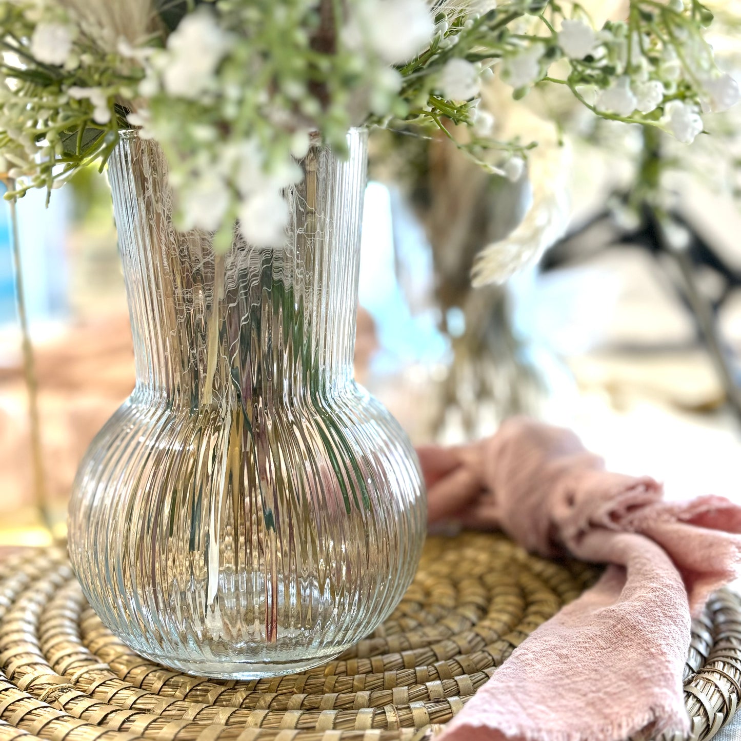 Glass Ribbed Vase