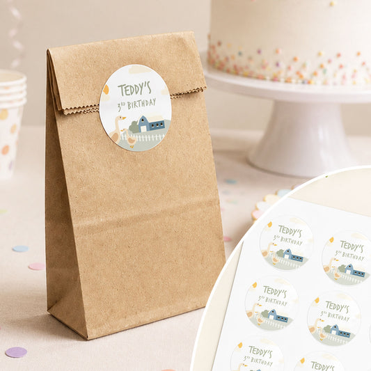 Farm Party Favour Bag Stickers Farmyard Party Bag Stickers Farm Animal Party Stickers Farm Party Favour Bags Farmyard Birthday Party Bags