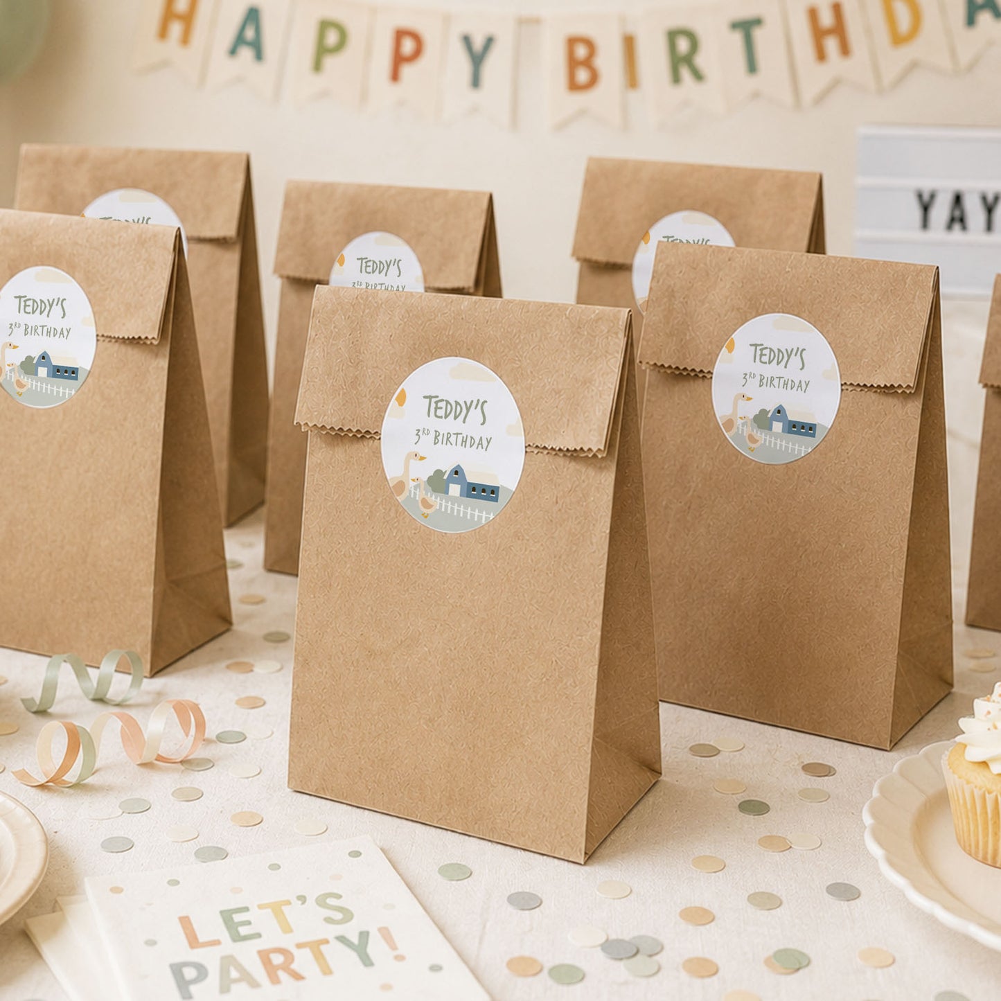 Personalised Farm Birthday Stickers Farm Theme Favour Stickers Animal Birthday Sweet Favours Farm Yard Birthday Decor Farm Party Idea