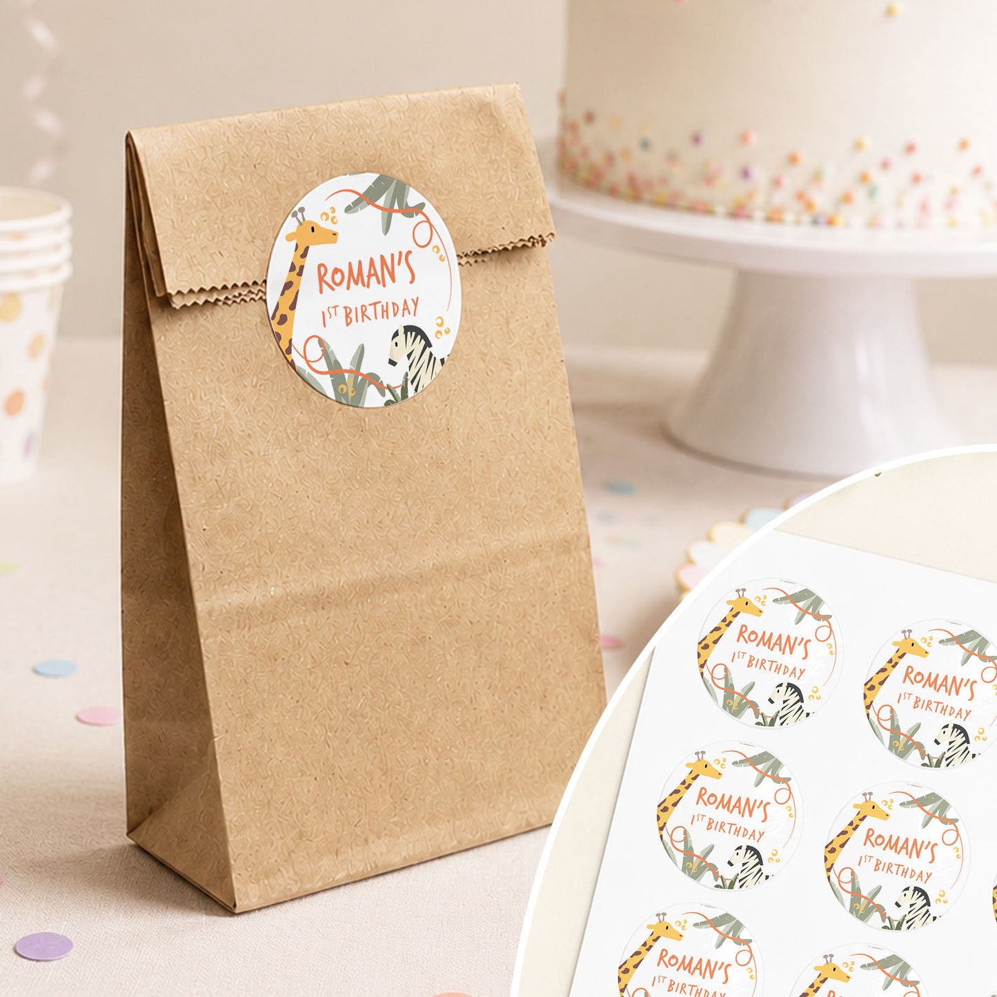 Safari Party Favour Bag Stickers Jungle Party Bag Stickers Safari Animal Party Stickers Jungle Party Favour Bags Animal Birthday Party Bags