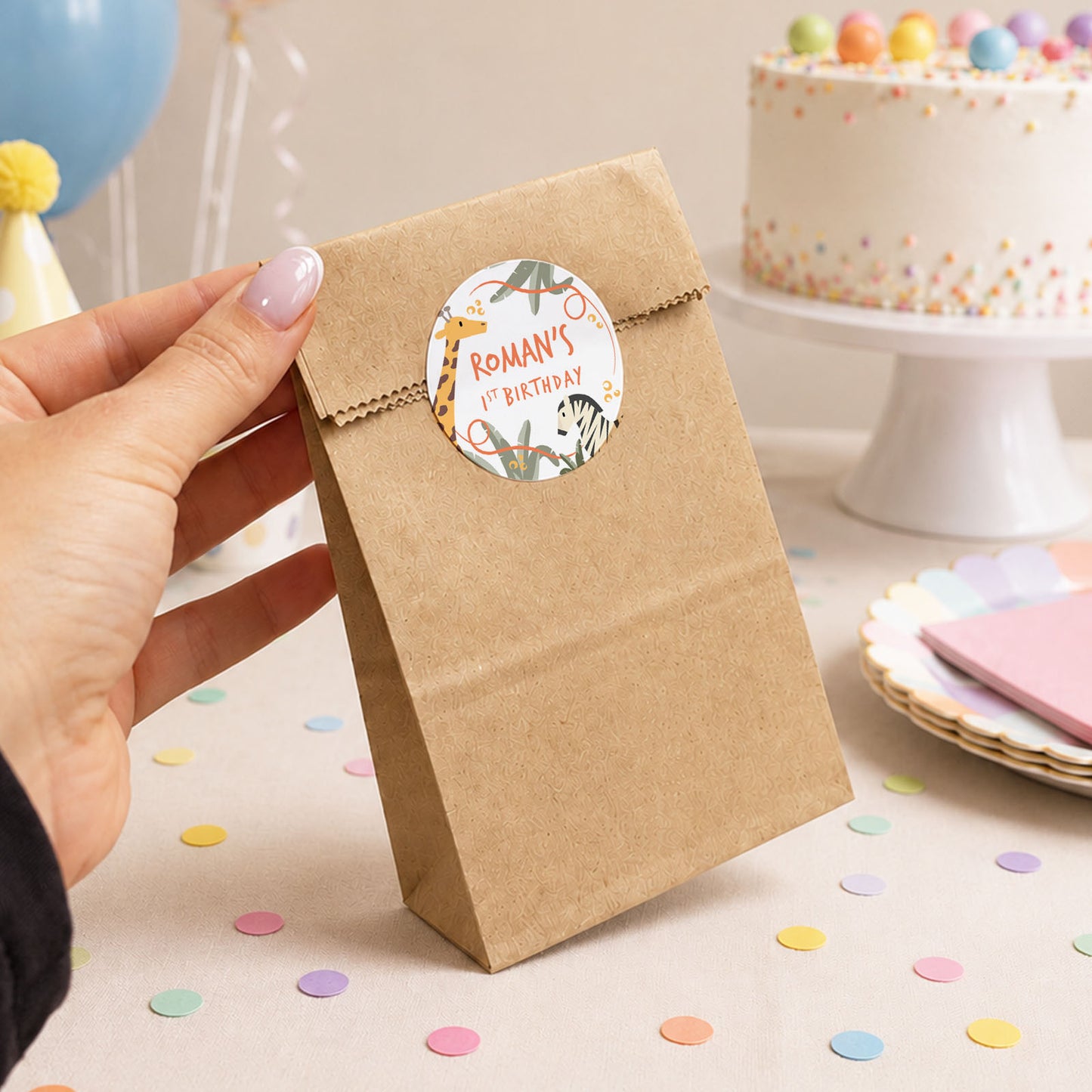 Personalised Safari Birthday Stickers Safari Favour Stickers Animal Birthday Sweet Favours Jungle Safari Birthday Decor Safari Party Idea