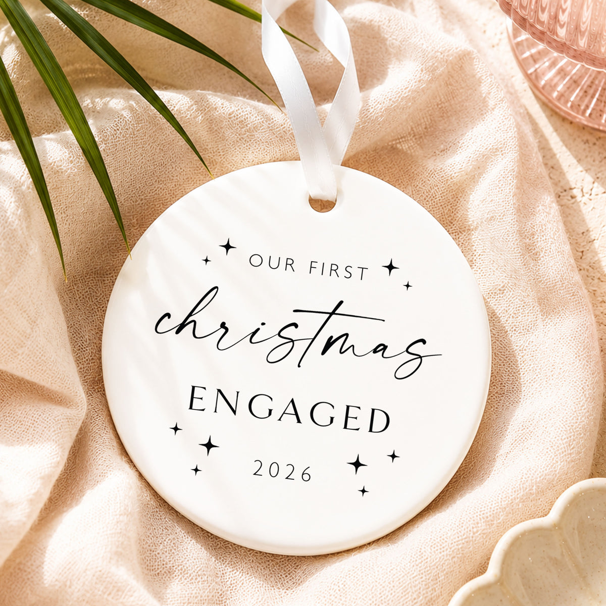 Personalised Engagement Christmas Bauble, First Christmas Engaged Ornament, Engagement Gift for Couple, Bride to Be Christmas Keepsake (Copy)