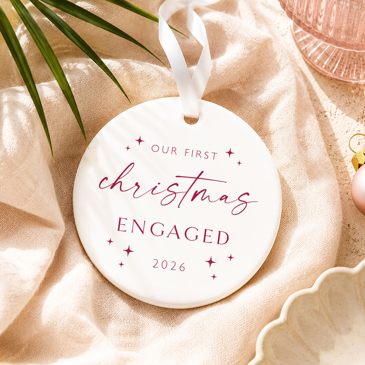 Personalised Engagement Christmas Bauble, First Christmas Engaged Ornament, Engagement Gift for Couple, Bride to Be Christmas Keepsake (Copy)
