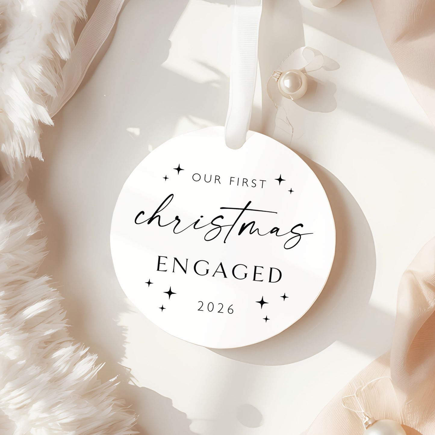 Personalised Engagement Christmas Bauble, First Christmas Engaged Ornament, Engagement Gift for Couple, Bride to Be Christmas Keepsake (Copy)