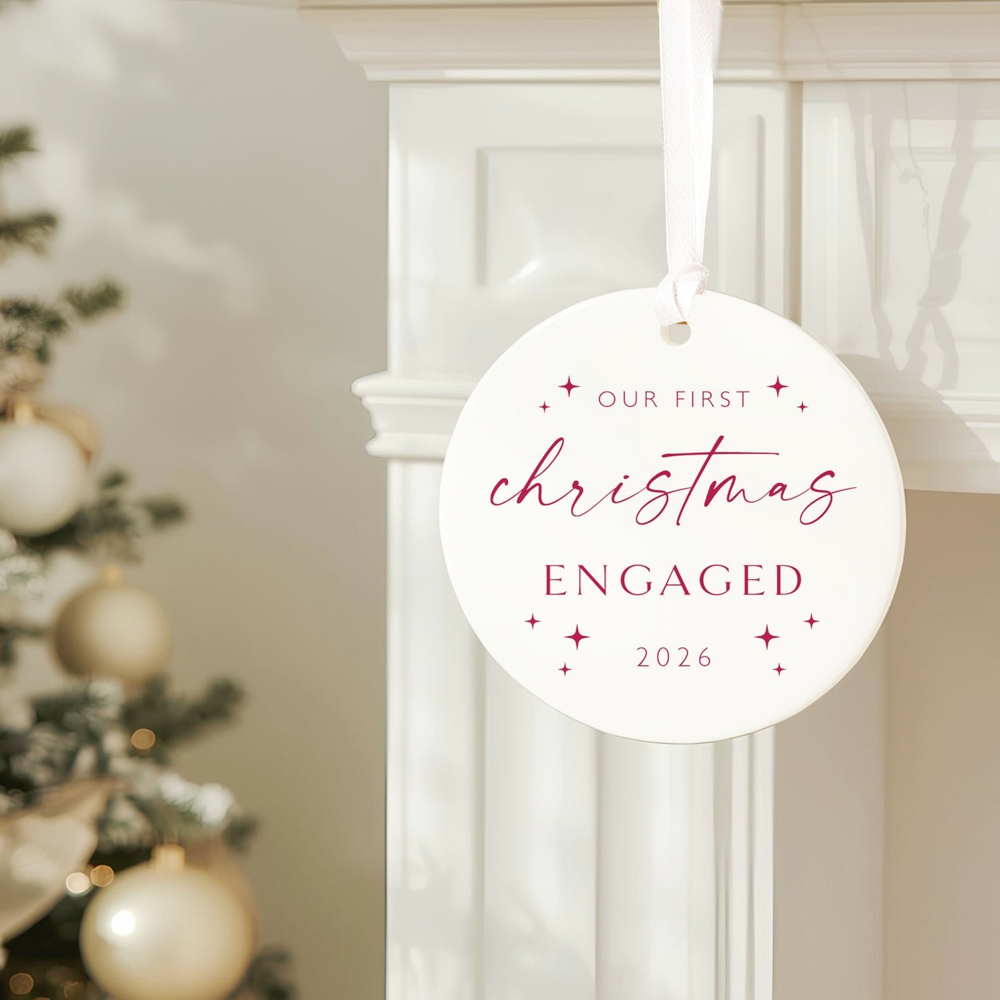 Personalised Engagement Christmas Bauble, First Christmas Engaged Ornament, Engagement Gift for Couple, Bride to Be Christmas Keepsake (Copy)
