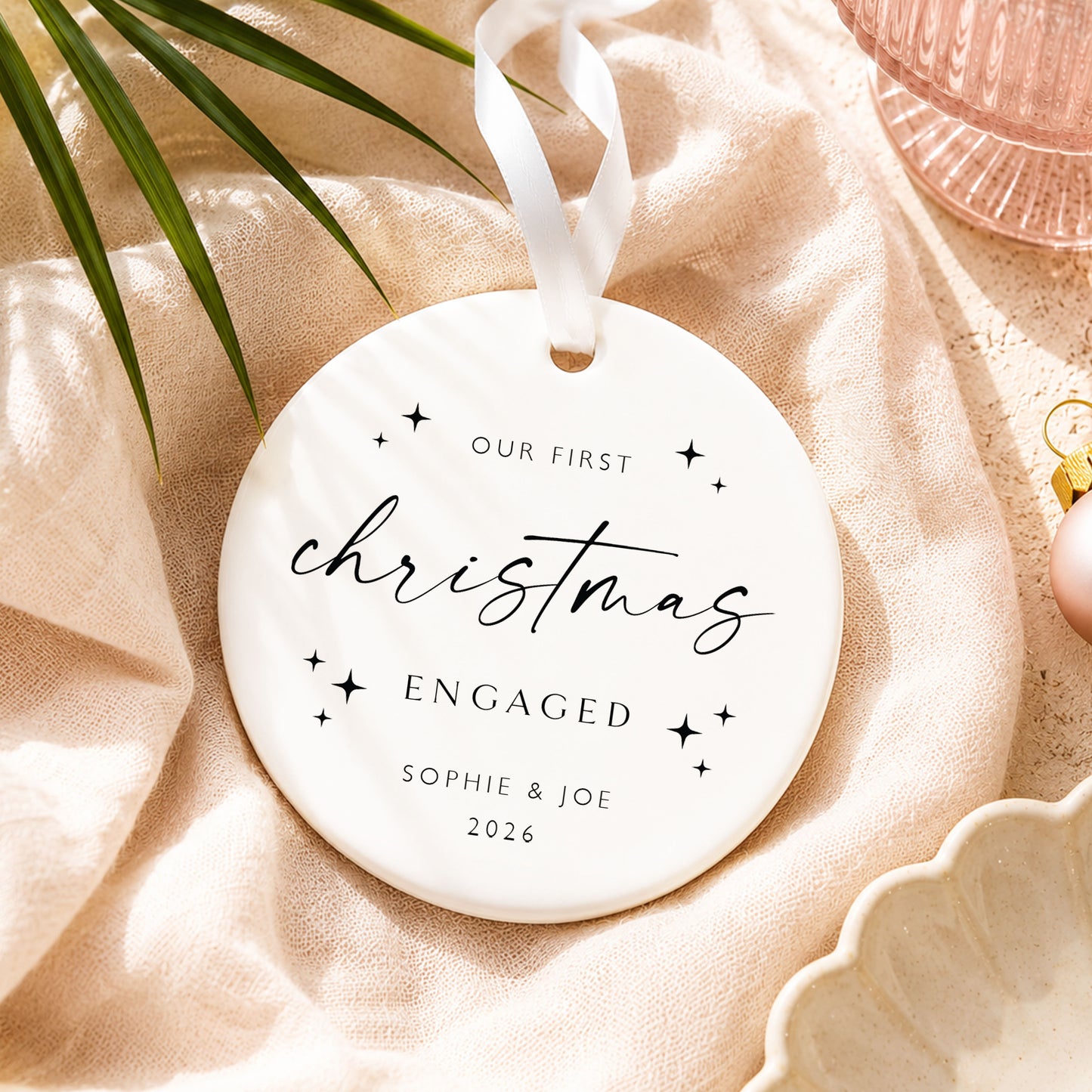 Personalised Engagement Christmas Bauble, First Christmas Engaged Ornament, Engagement Gift for Couple, Bride to Be Christmas Keepsake (Copy)