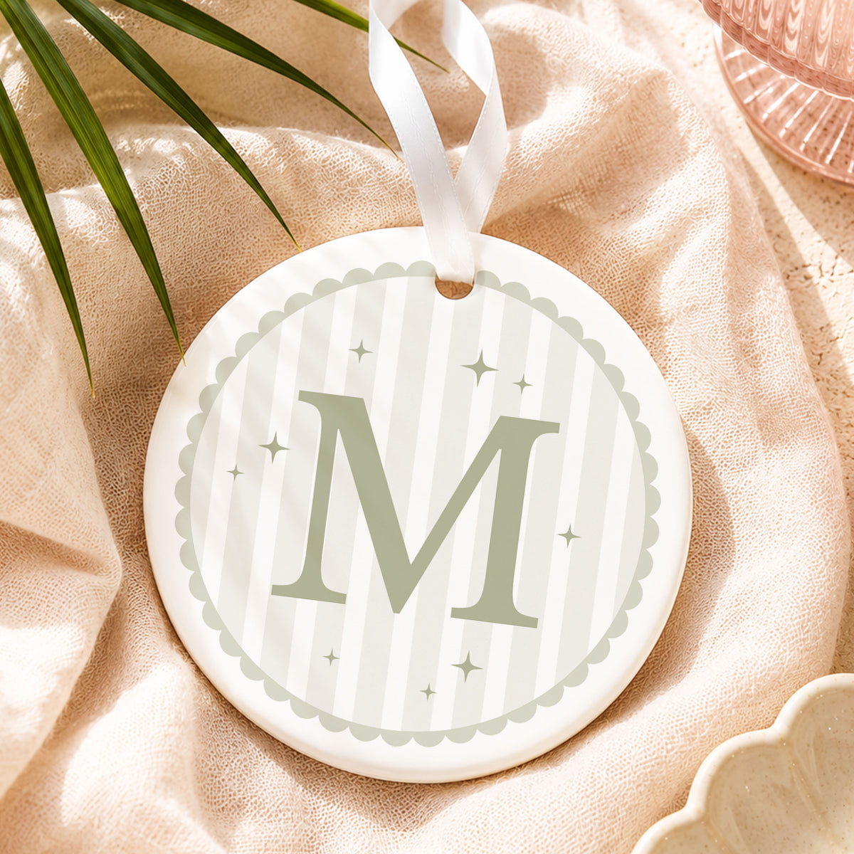 Personalised Initial Christmas Bauble, Whimsical Striped Ornament, Fun Colourful Christmas Decoration, Monogram Gift, Stocking Filler