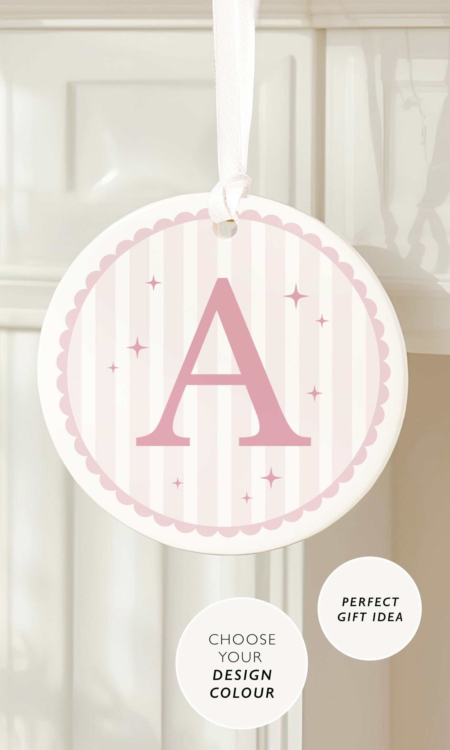 Personalised Initial Christmas Bauble, Whimsical Striped Ornament, Fun Colourful Christmas Decoration, Monogram Gift, Stocking Filler