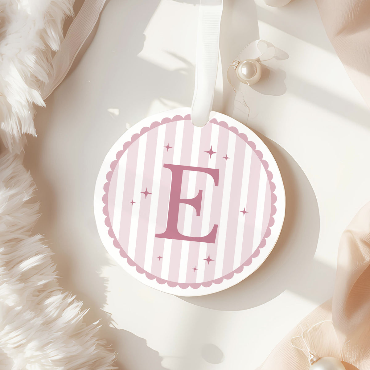 Personalised Initial Christmas Bauble, Whimsical Striped Ornament, Fun Colourful Christmas Decoration, Monogram Gift, Stocking Filler