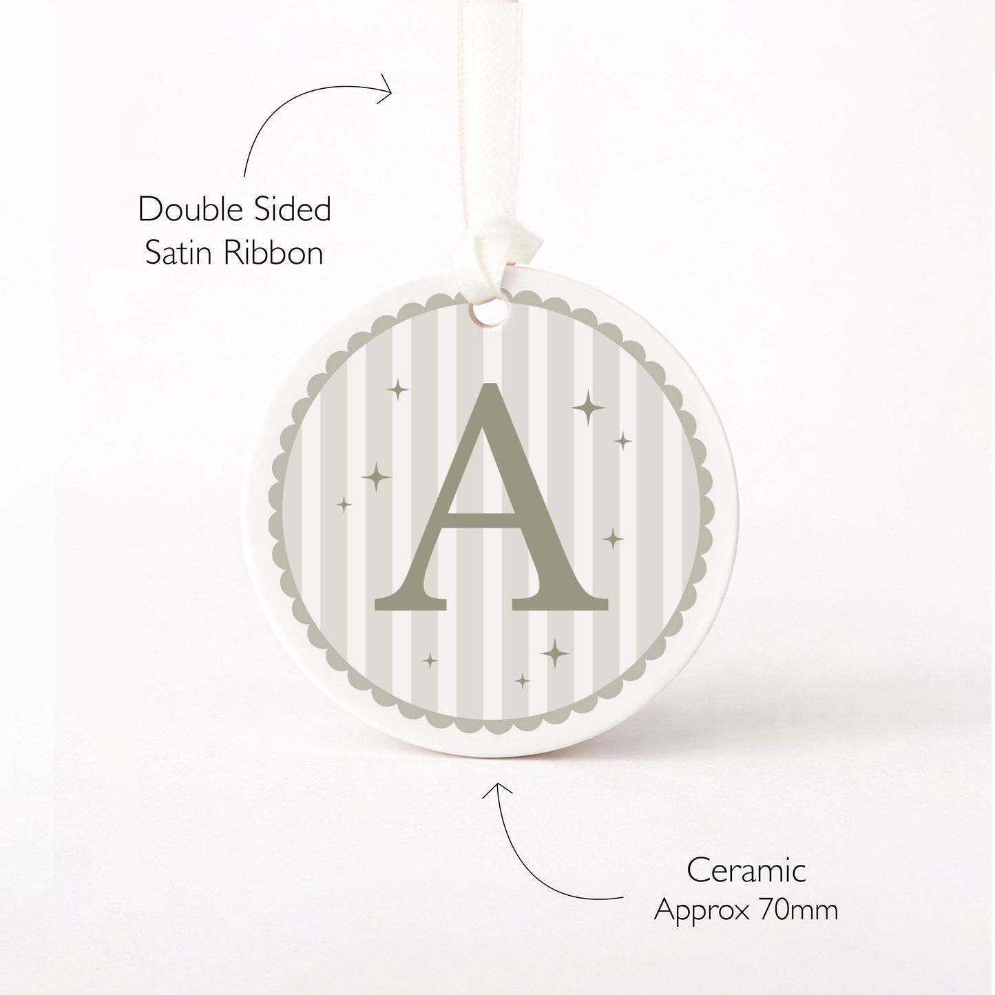Personalised Initial Christmas Bauble, Whimsical Striped Ornament, Fun Colourful Christmas Decoration, Monogram Gift, Stocking Filler