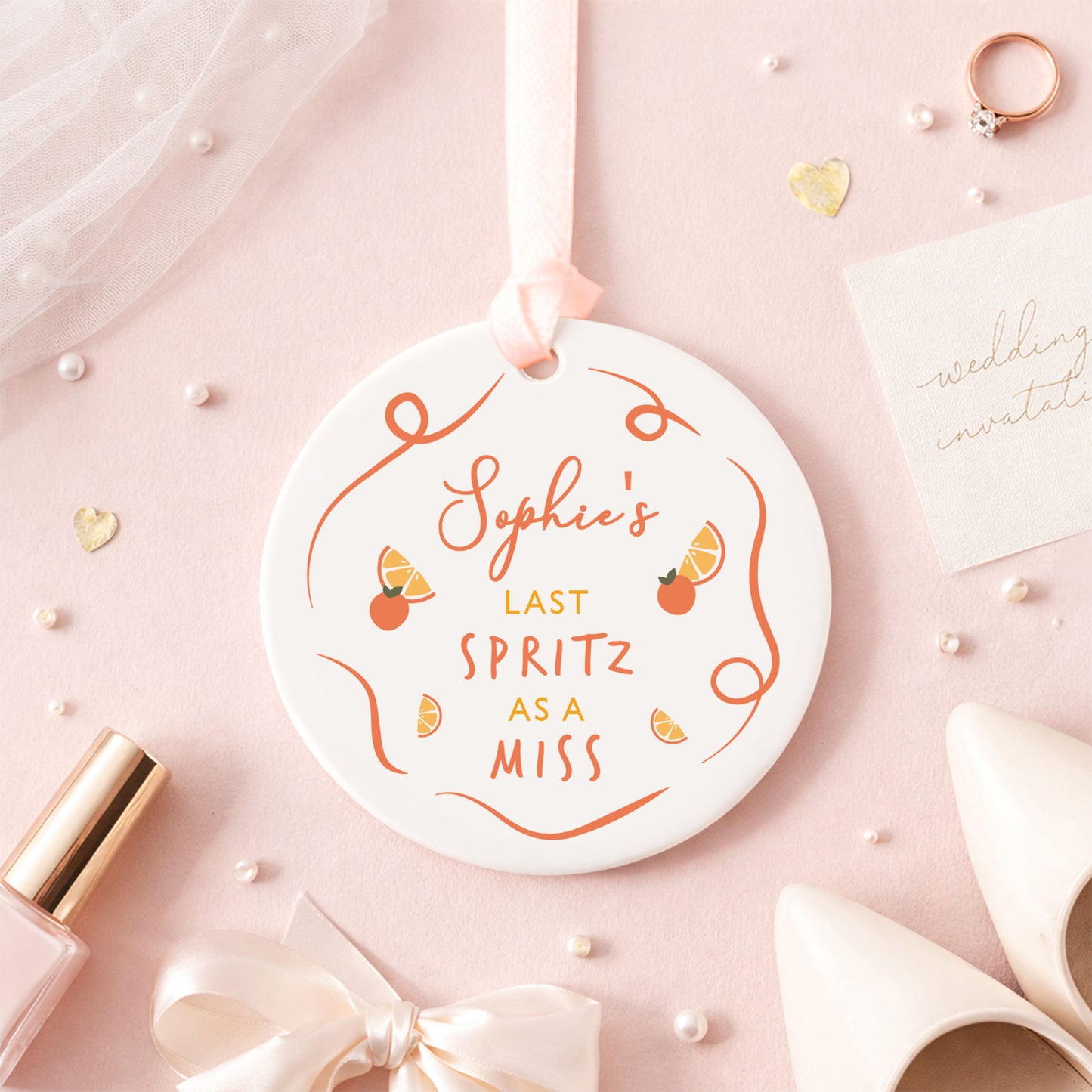 Personalised Last Spritz As A Miss Drinks Bottle Tag | Ceramic Ornament | Keepsake Hen Party Gift Decoration | Valentines Gift | Gift Box