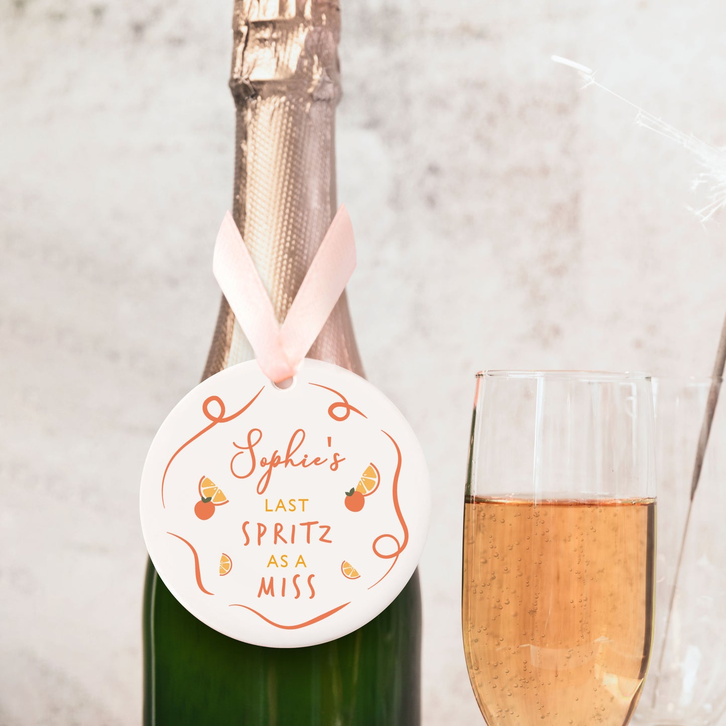 Personalised Last Spritz As A Miss Drinks Bottle Tag | Ceramic Ornament | Keepsake Hen Party Gift Decoration | Valentines Gift | Gift Box