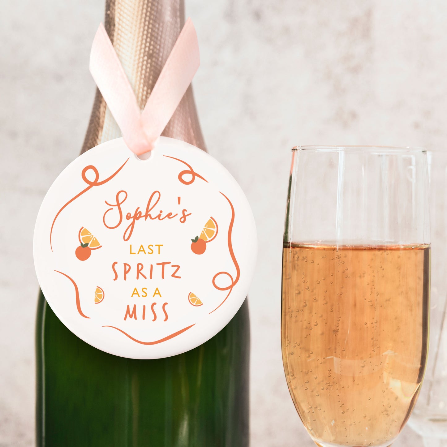 Personalised Last Spritz As A Miss Drinks Bottle Tag | Ceramic Ornament | Keepsake Hen Party Gift Decoration | Valentines Gift | Gift Box