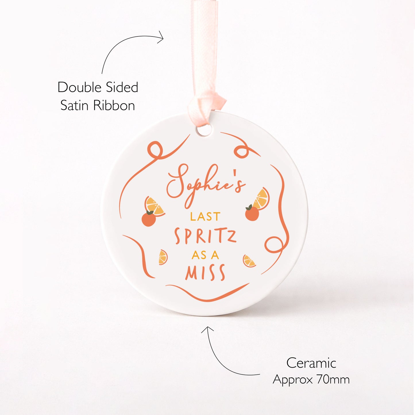 Personalised Last Spritz As A Miss Drinks Bottle Tag | Ceramic Ornament | Keepsake Hen Party Gift Decoration | Valentines Gift | Gift Box