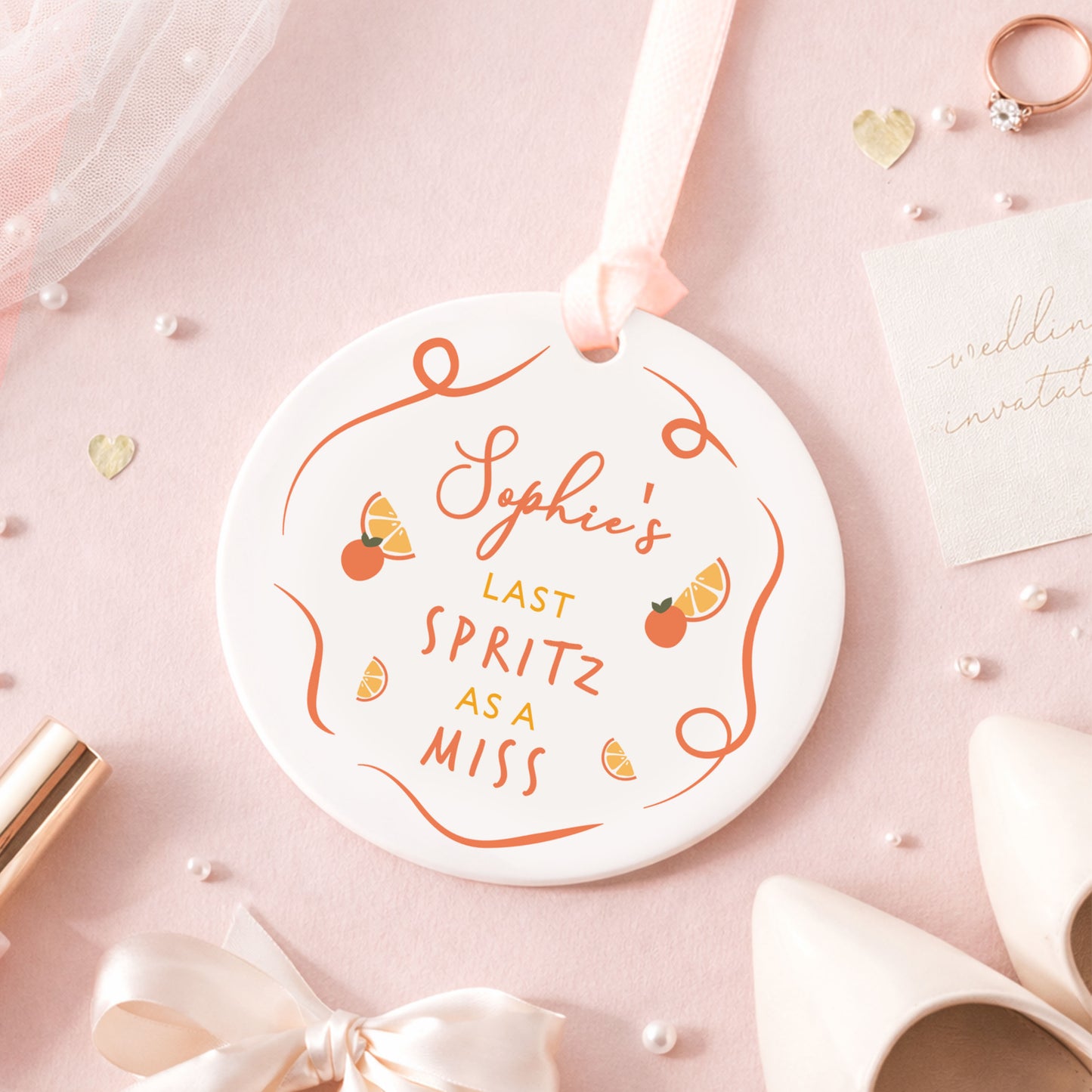 Personalised Last Spritz As A Miss Drinks Bottle Tag | Ceramic Ornament | Keepsake Hen Party Gift Decoration | Valentines Gift | Gift Box
