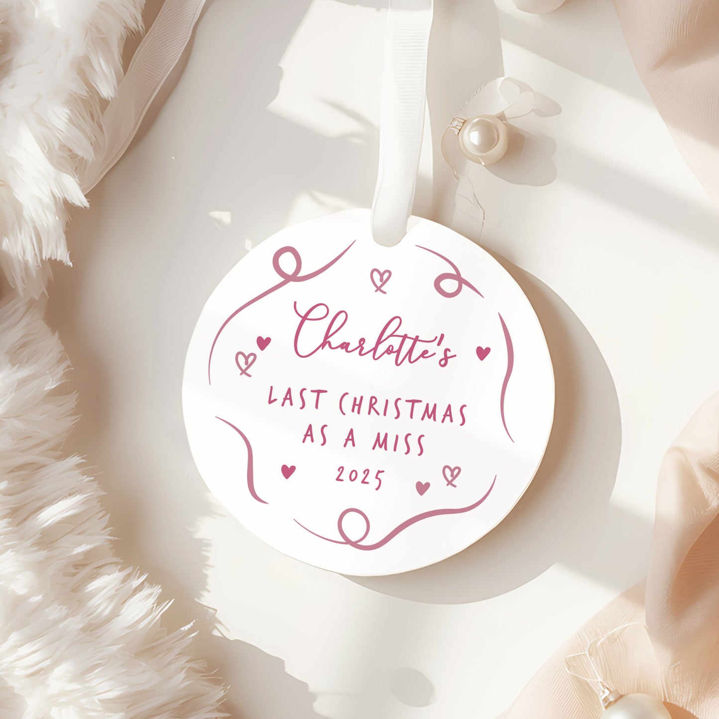 Last Christmas as a Miss Bauble | Personalised Hen Party Ornament | Bride Keepsake Christmas Decoration