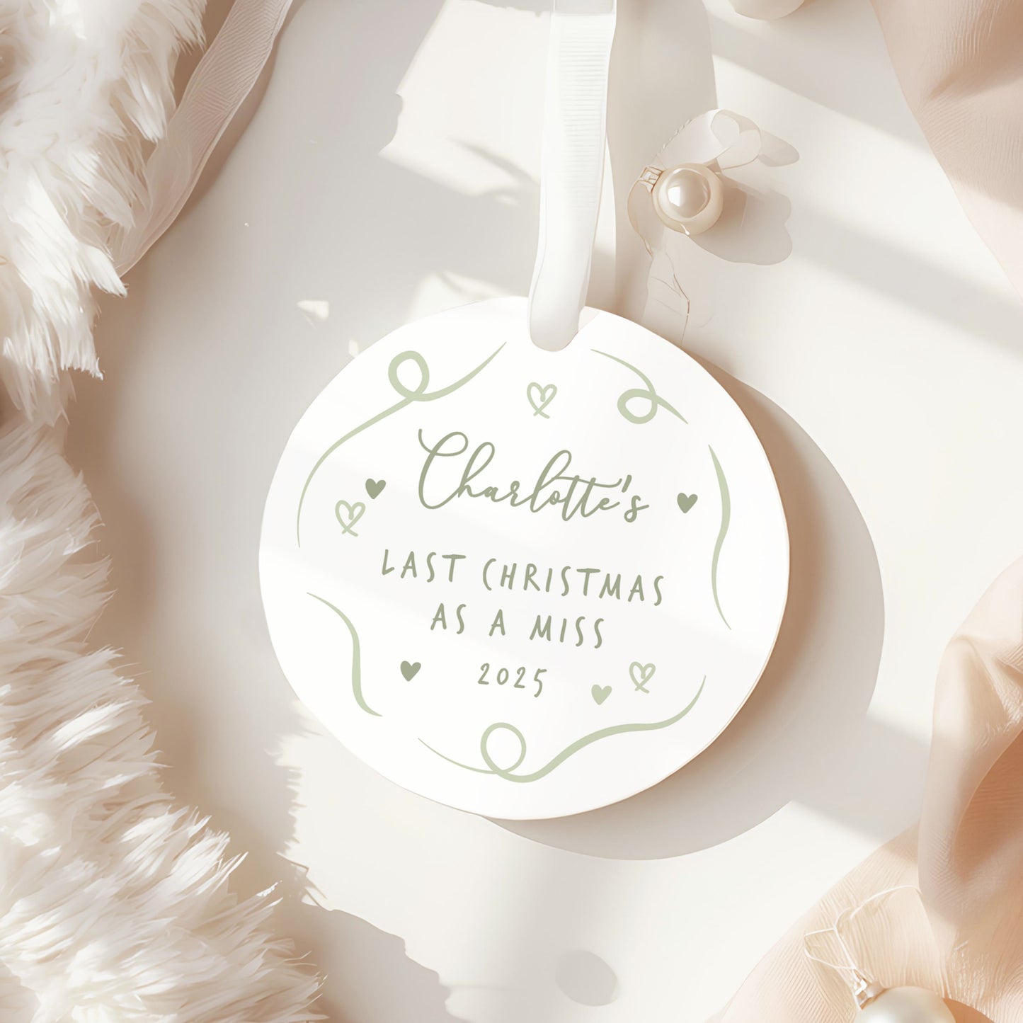 Last Christmas as a Miss Bauble | Personalised Hen Party Ornament | Bride Keepsake Christmas Decoration