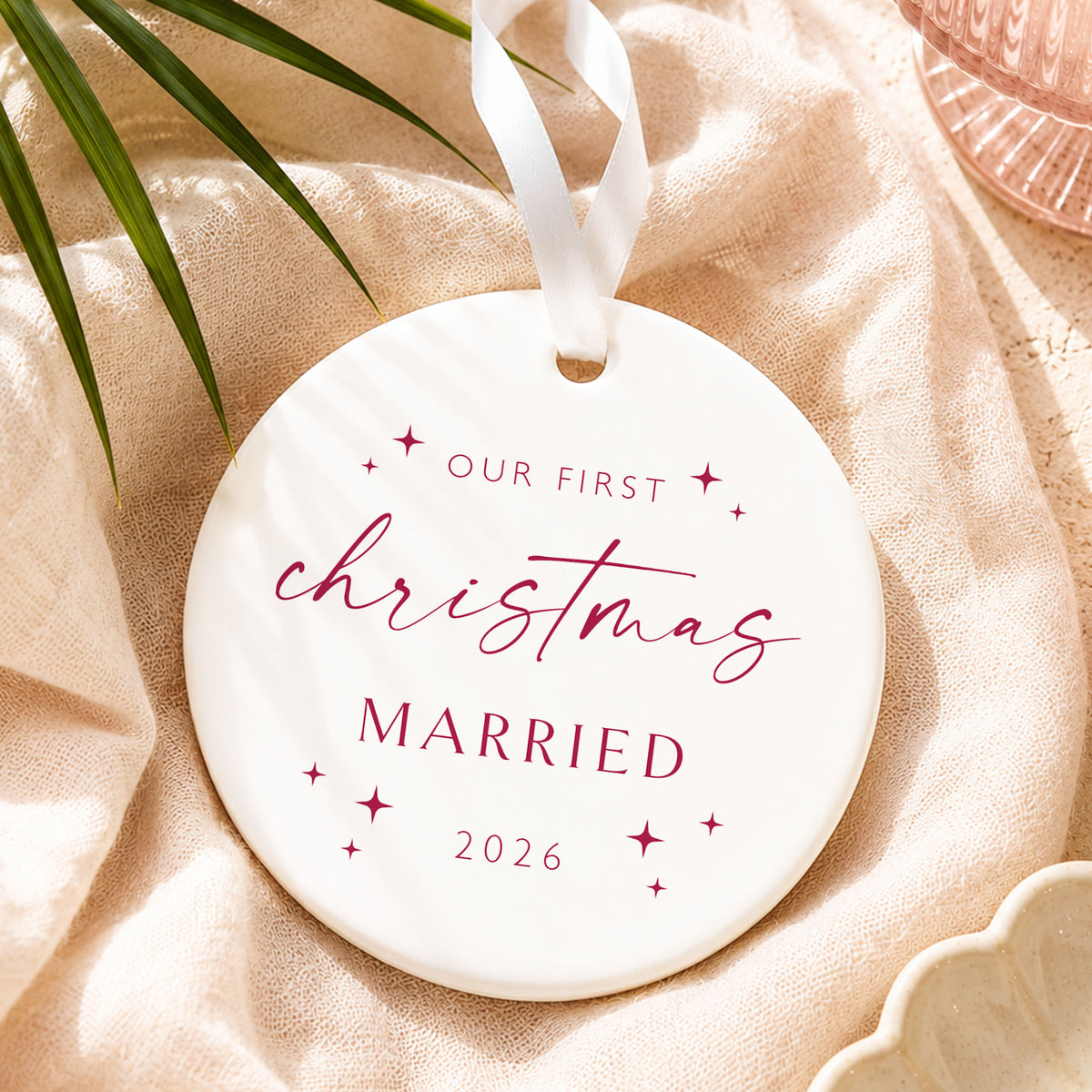 First Christmas Married Bauble Personalised Newlywed Christmas Gift Wedding Gift for Couple Bride and Groom Keepsake Ornament