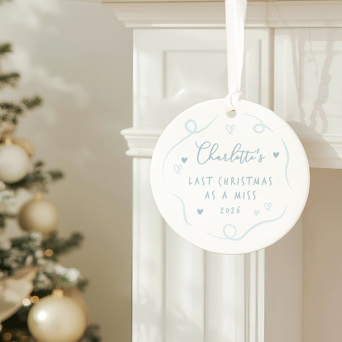 Last Christmas as a Miss Gift Set Personalised Bride to Be Gift Engagement Gift Christmas Bauble & Bracelet