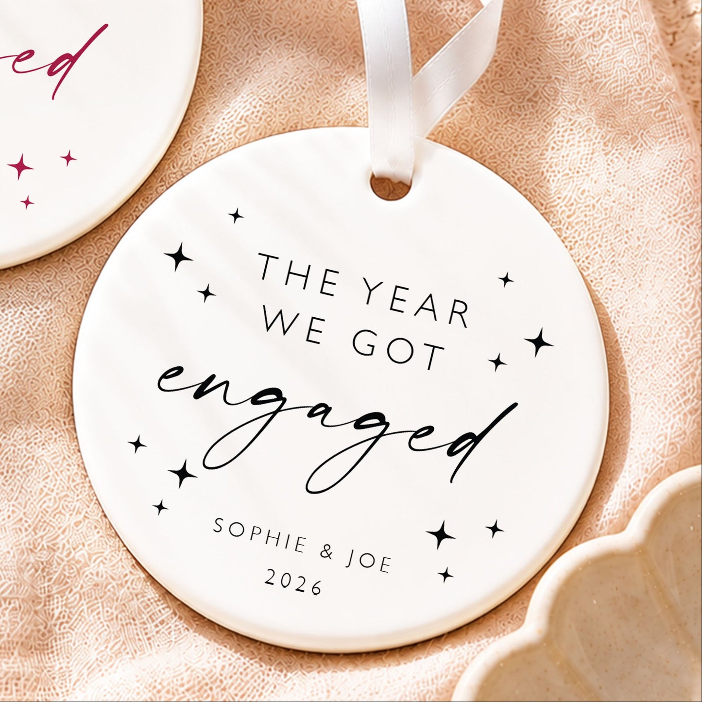 Personalised Engagement Christmas Bauble, First Christmas Engaged Ornament, Engagement Gift for Couple, Bride to Be Christmas Keepsake (Copy) (Copy)