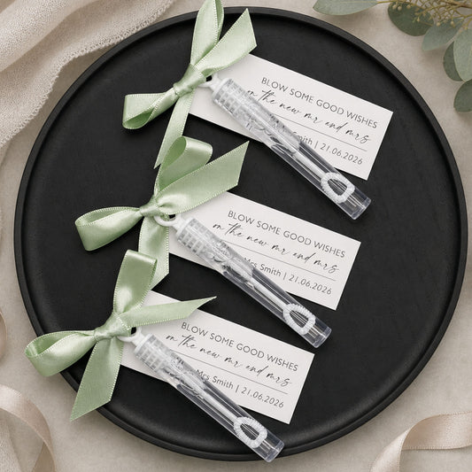 Bubble Wedding Favour Ribbon and Tag Personalised Ribbon Tag for Wedding Bubble Wands Wedding Wedding Favour Tag for Bubble Wedding Favors