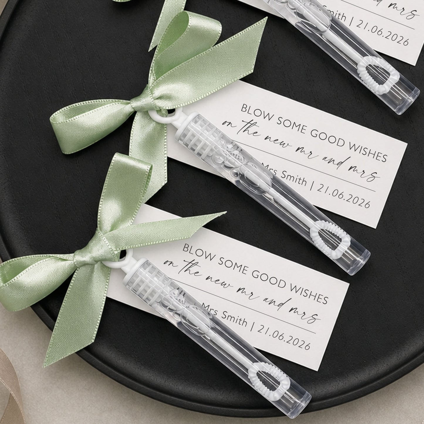 Bubble Wedding Favour Ribbon and Tag Personalised Ribbon Tag for Wedding Bubble Wands Wedding Wedding Favour Tag for Bubble Wedding Favors