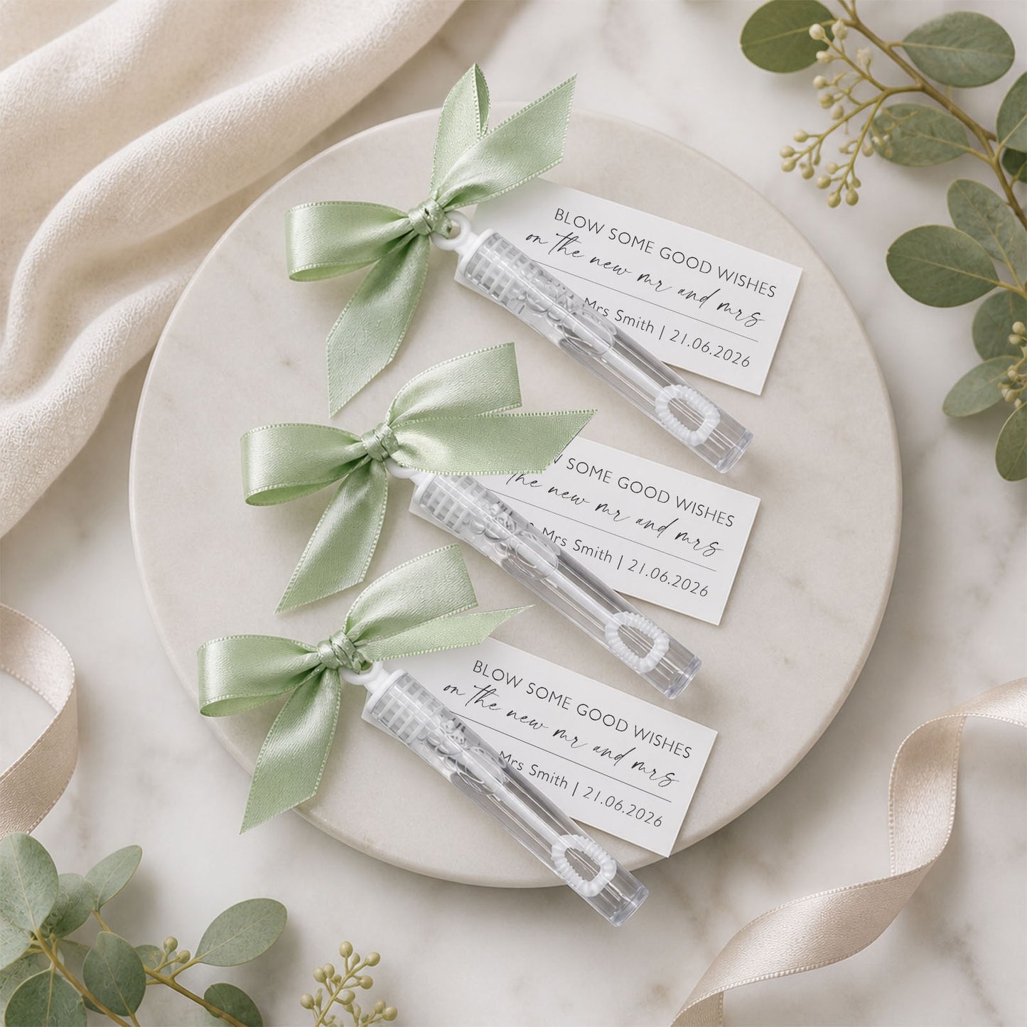 Bubble Wedding Favour Ribbon and Tag Personalised Ribbon Tag for Wedding Bubble Wands Wedding Wedding Favour Tag for Bubble Wedding Favors