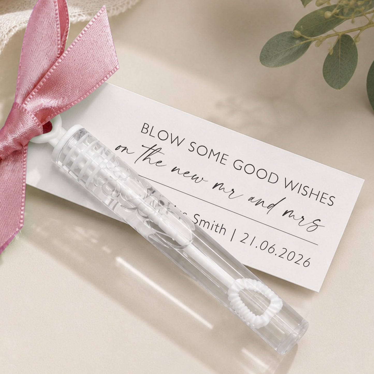 Bubble Wedding Favour Ribbon and Tag Personalised Ribbon Tag for Wedding Bubble Wands Wedding Wedding Favour Tag for Bubble Wedding Favors