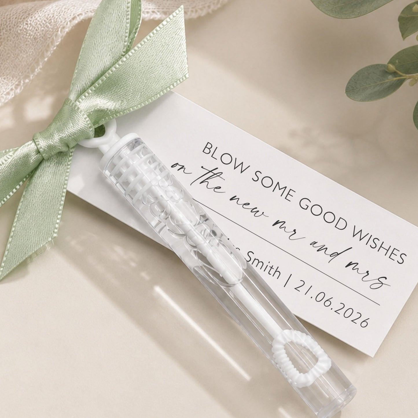 Bubble Wedding Favour Ribbon and Tag Personalised Ribbon Tag for Wedding Bubble Wands Wedding Wedding Favour Tag for Bubble Wedding Favors