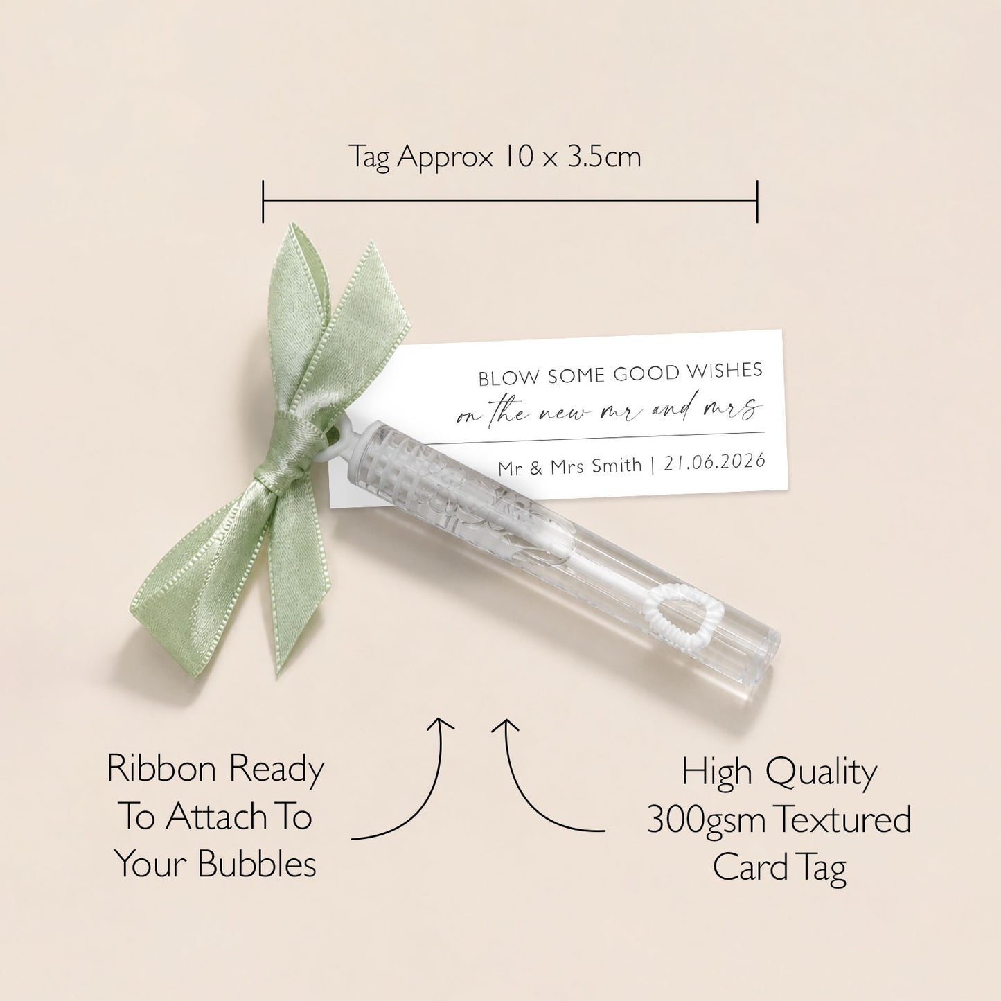 Bubble Wedding Favour Ribbon and Tag Personalised Ribbon Tag for Wedding Bubble Wands Wedding Wedding Favour Tag for Bubble Wedding Favors