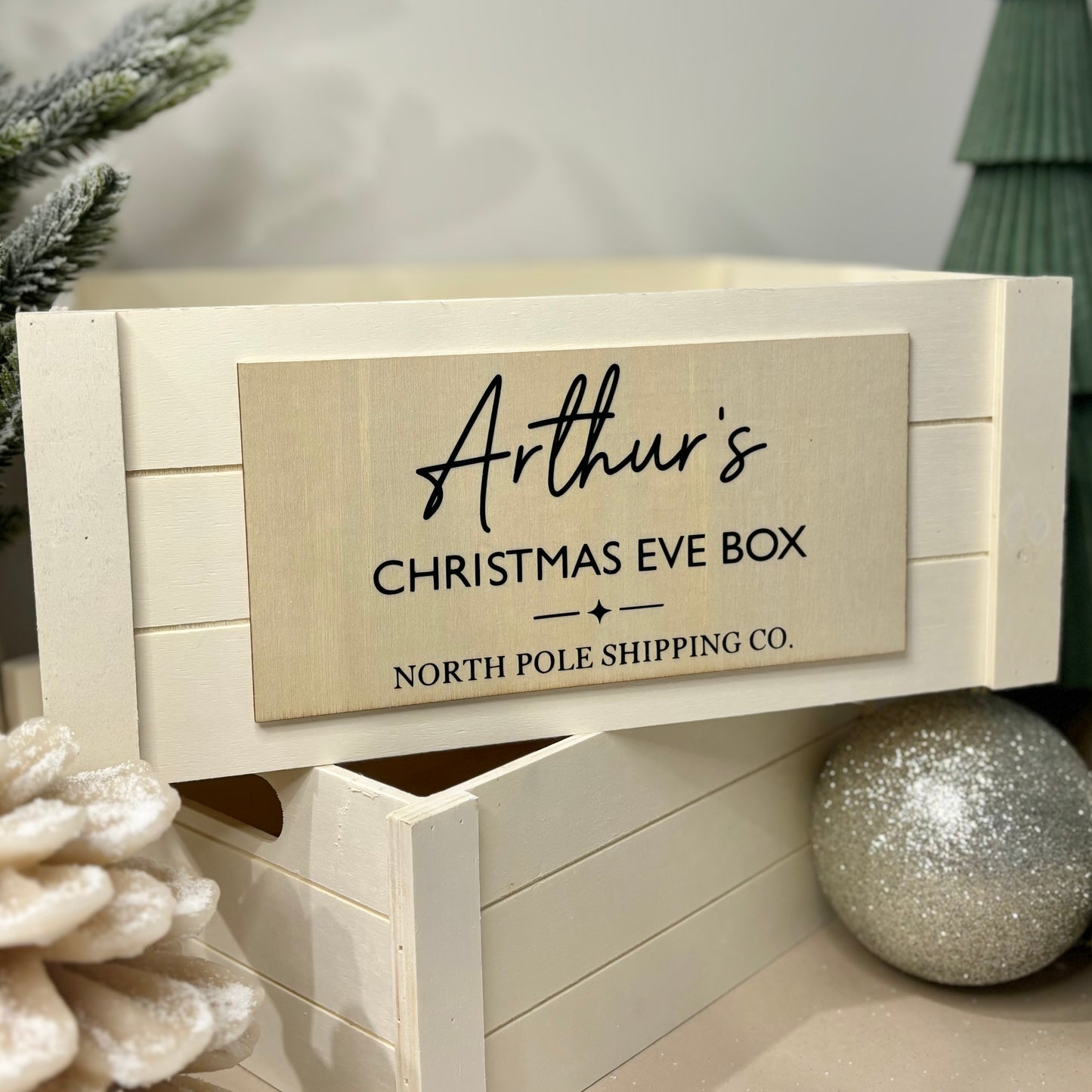 Personalised Wooden Christmas Eve Box Crate - Large