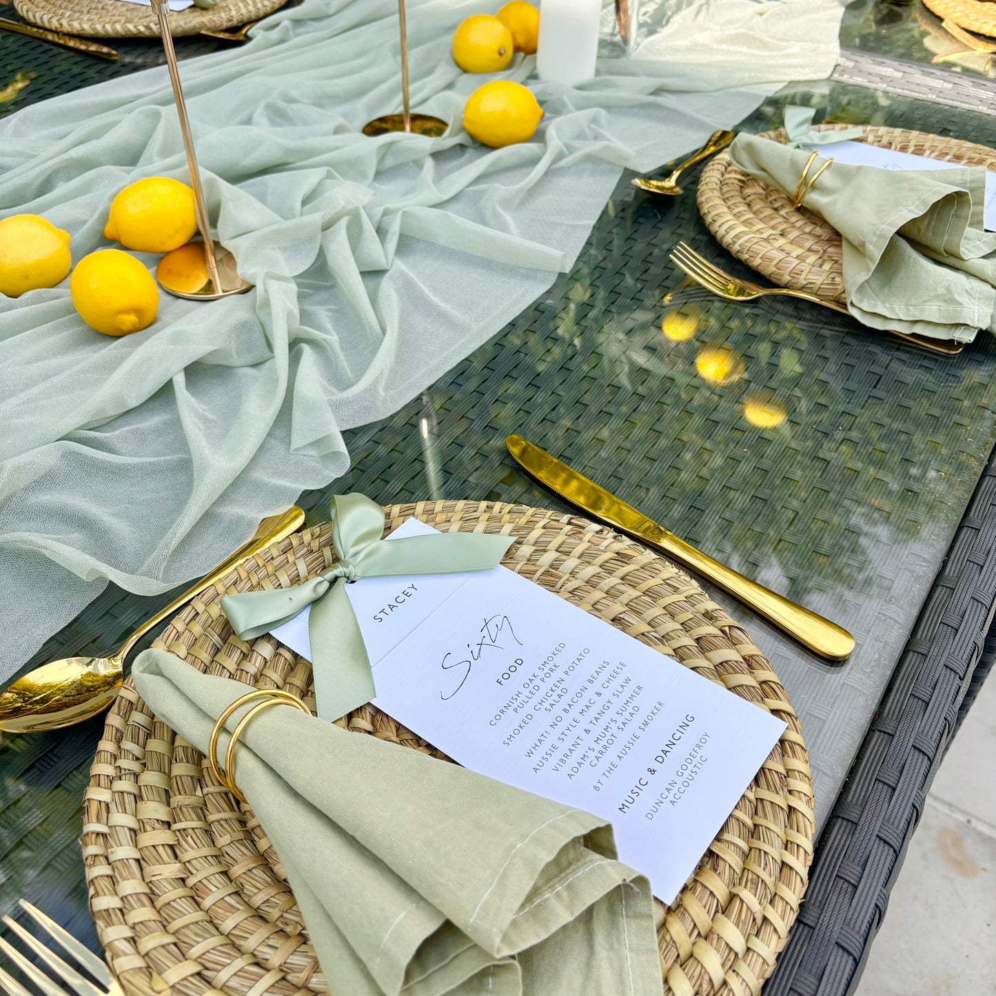 Sage Green Chiffon Table Runner