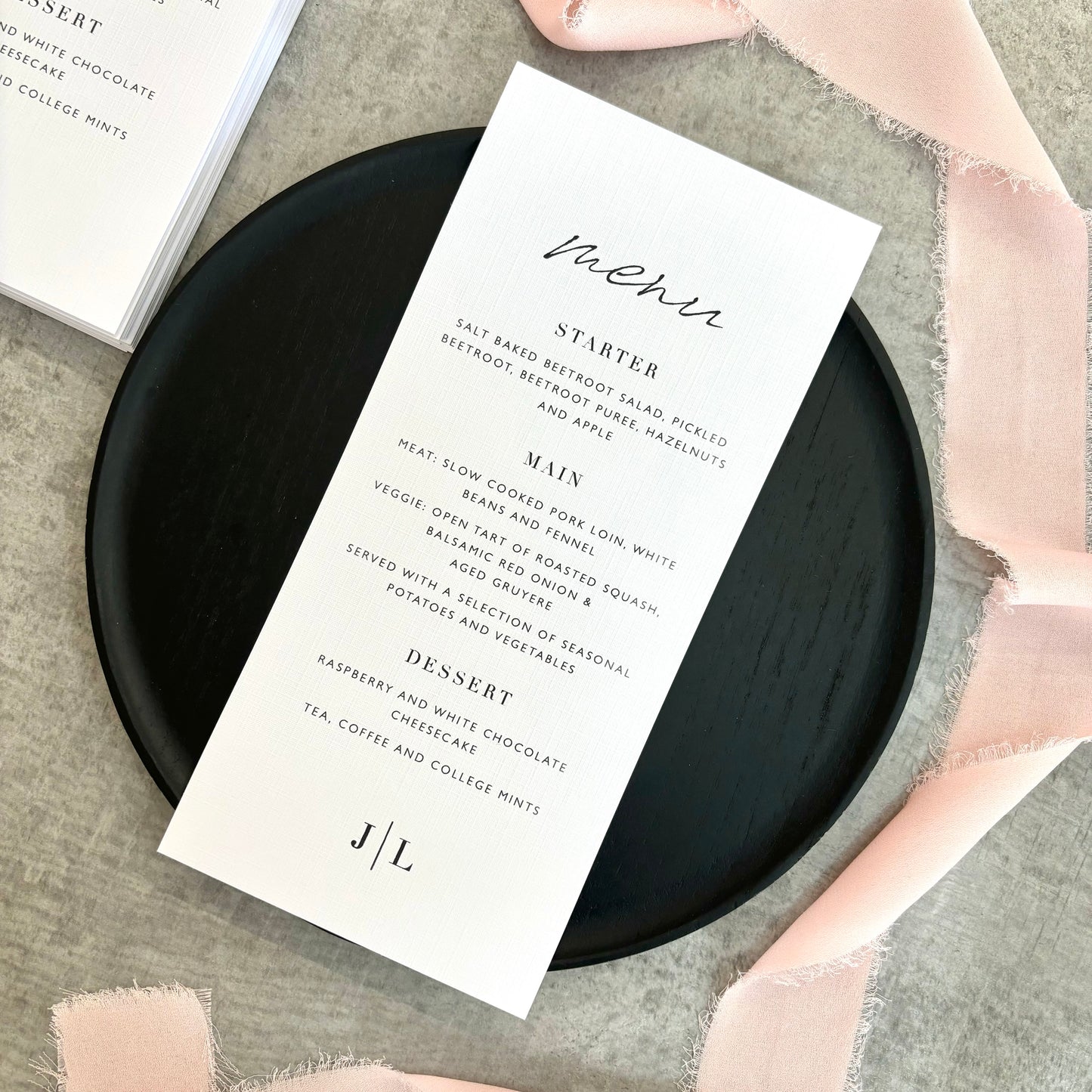 The Ivy - Minimalist Monogram Menu Card