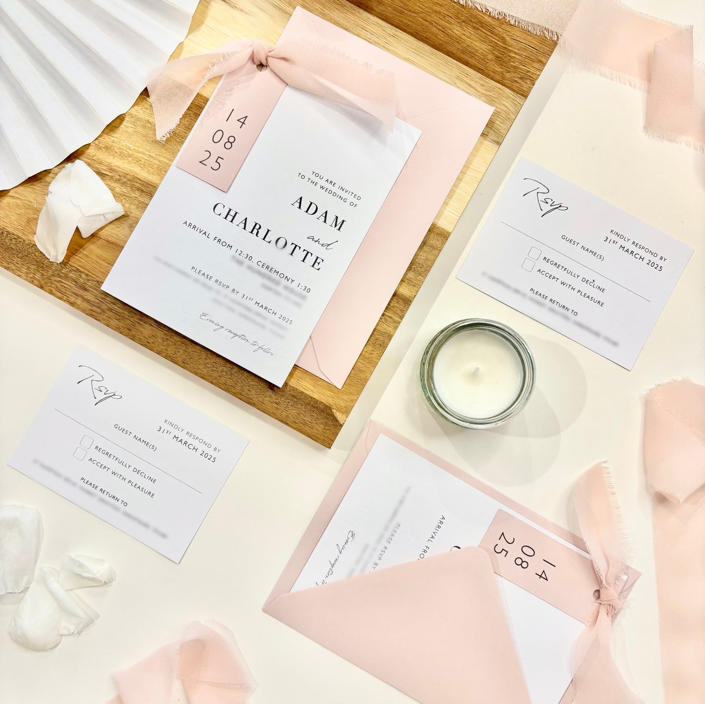 The Sophie - Luxury Ribbon Wedding Invitation & Envelope