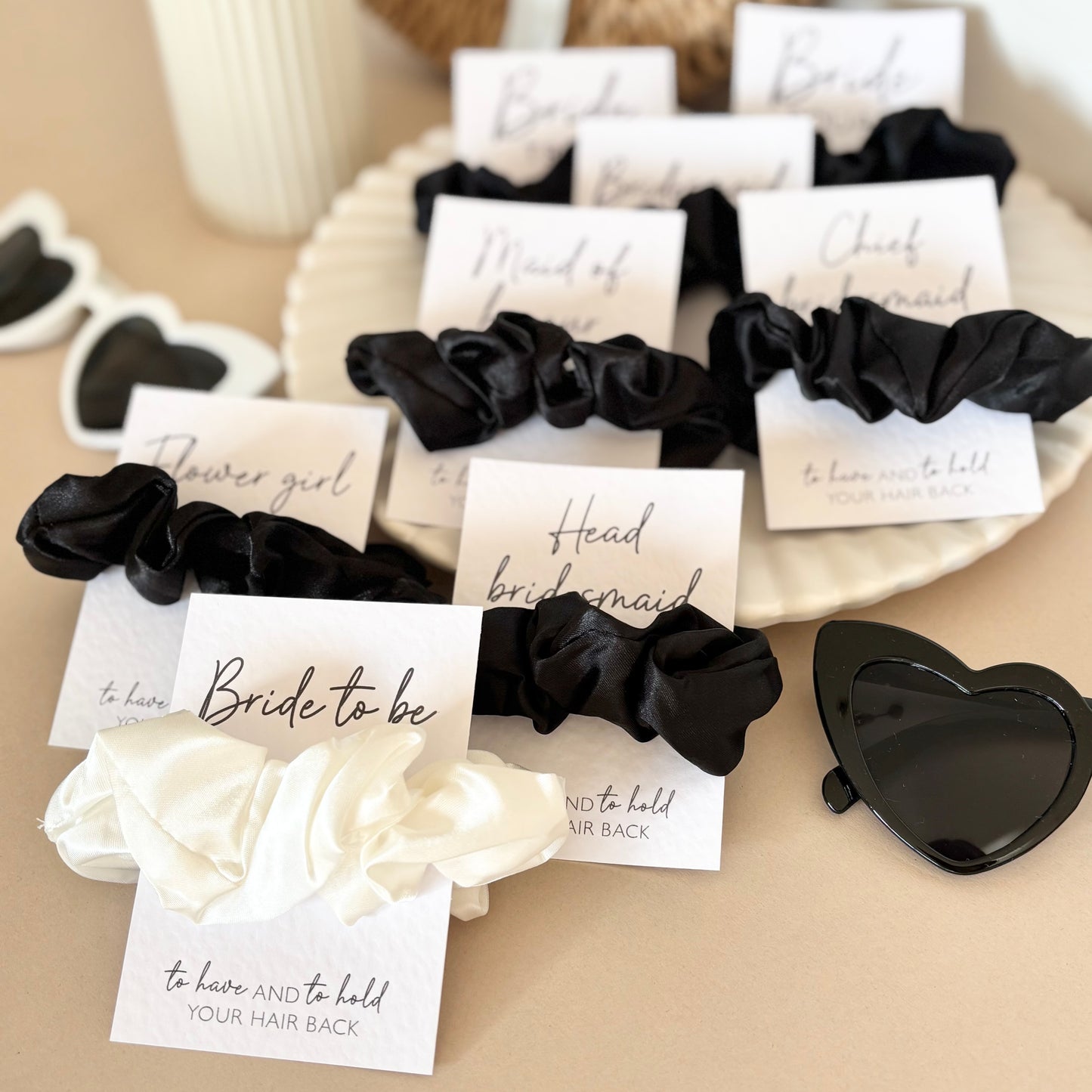 Black Hen Party Hair Scrunchies