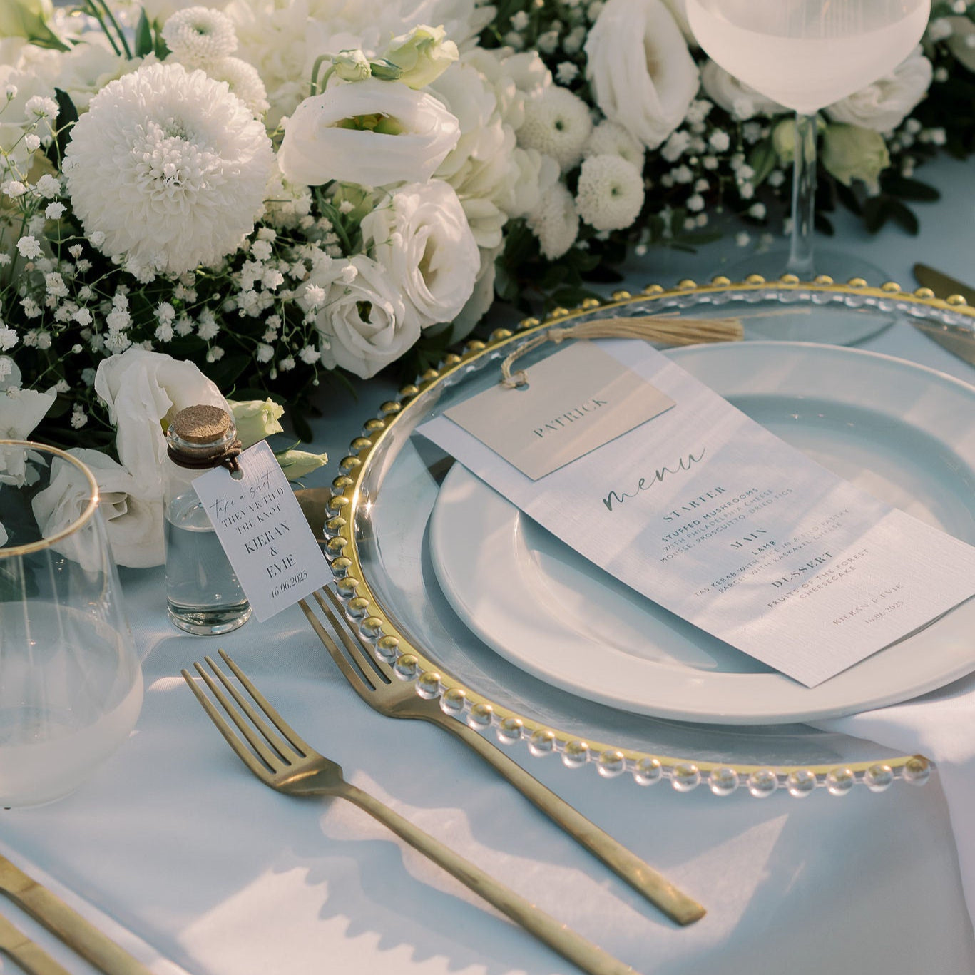 Gold Beaded Glass Charger Plates