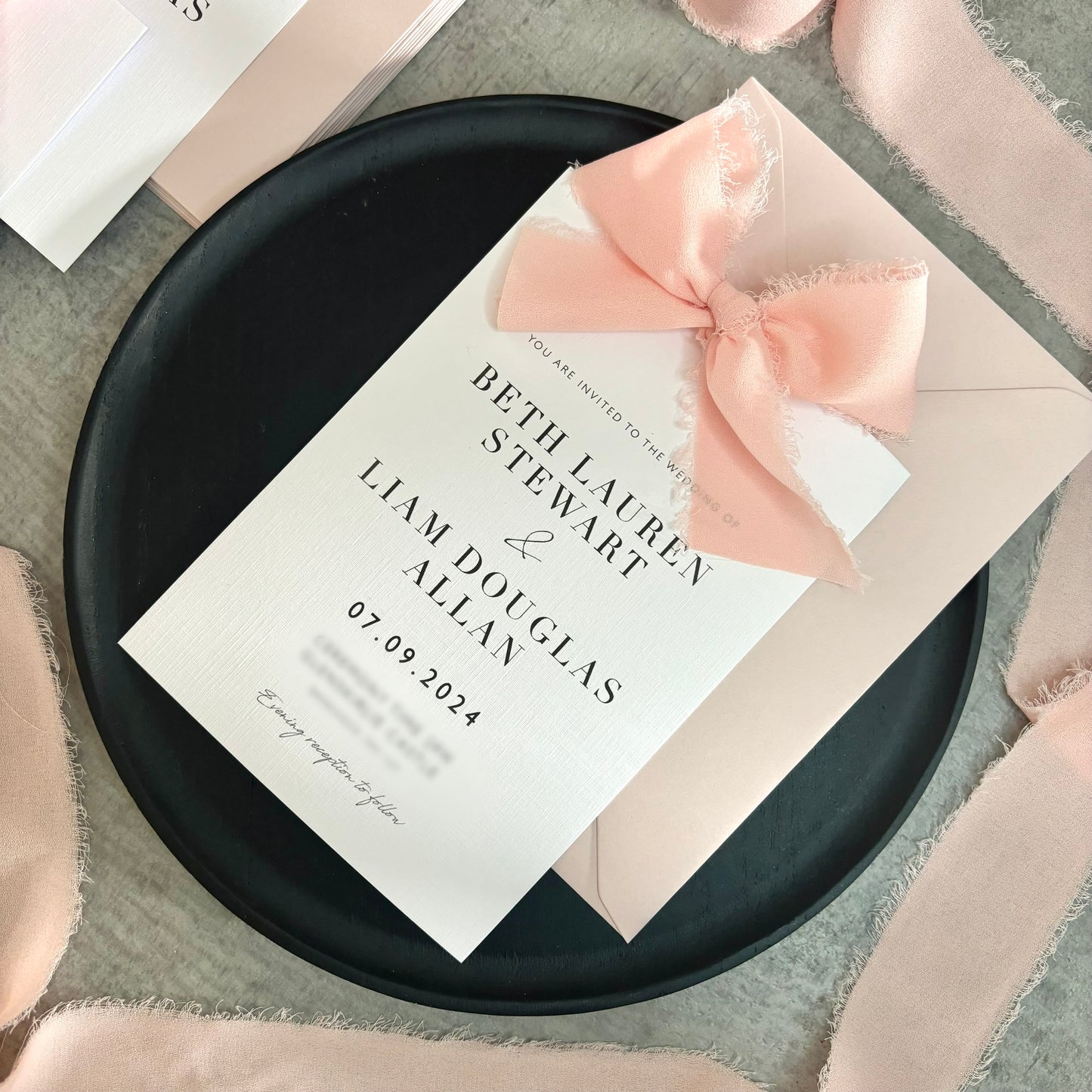 The Betsy - Luxury Bow Wedding Invitation & Envelope