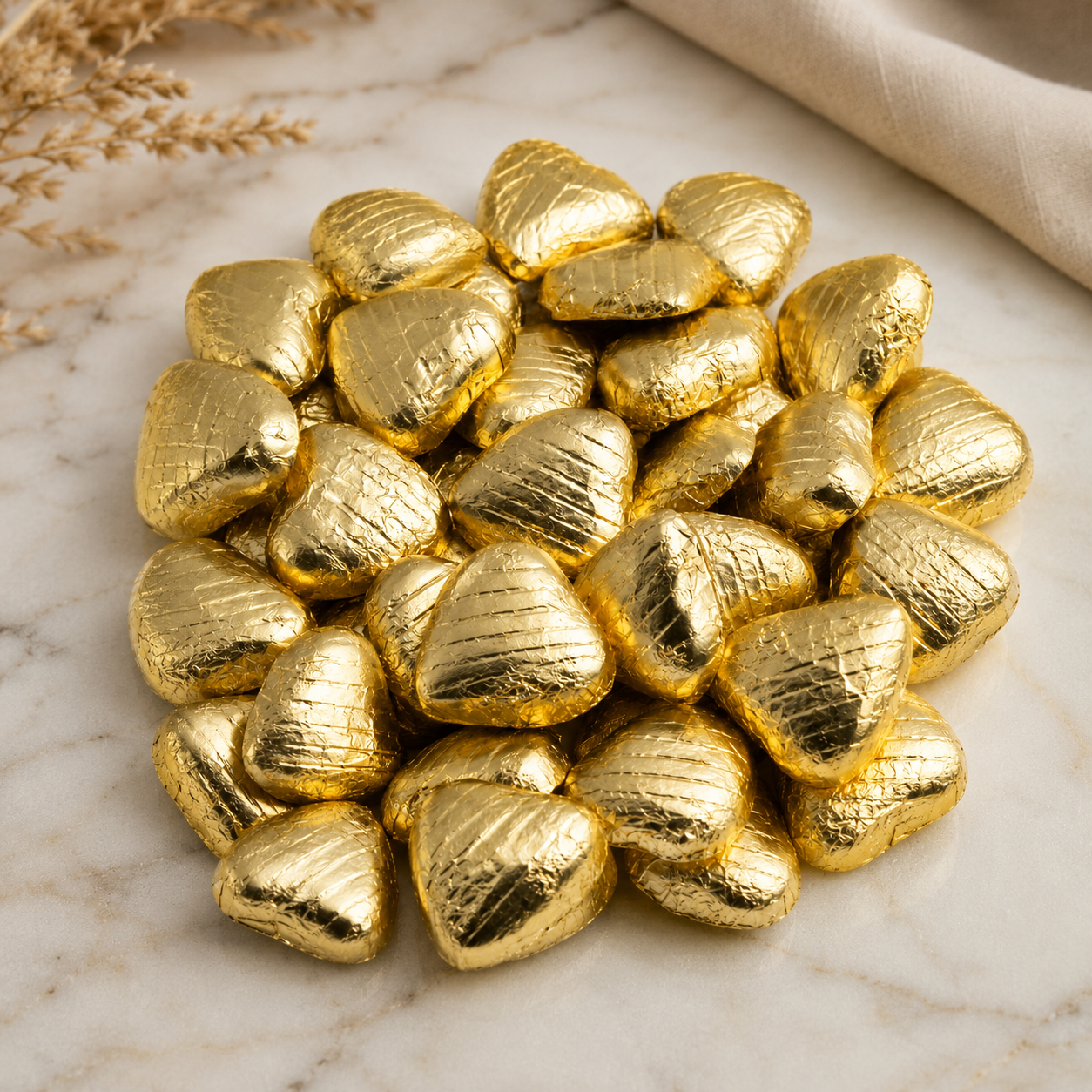 Heart Foil Chocolates For Wedding Favours Foil Wrapped Chocolate Hearts Gold Foil Heart Chocolates For Weddings Chocolates For Party Favours