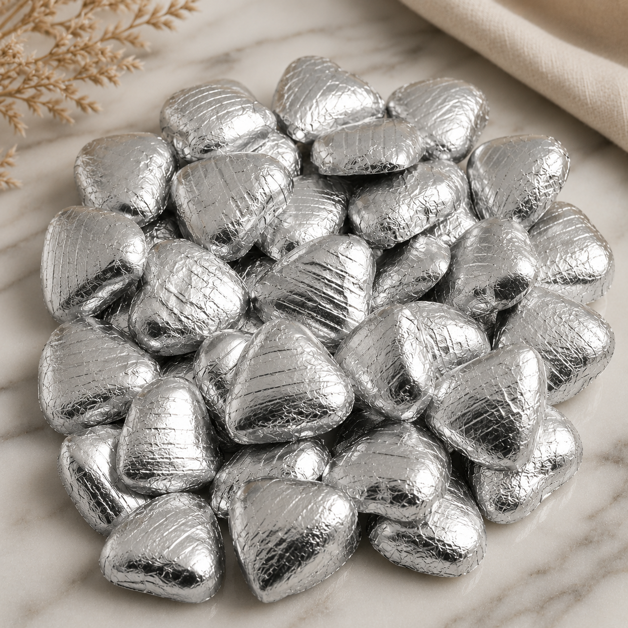 Heart Foil Chocolates For Wedding Favours Foil Wrapped Chocolate Hearts Gold Foil Heart Chocolates For Weddings Chocolates For Party Favours