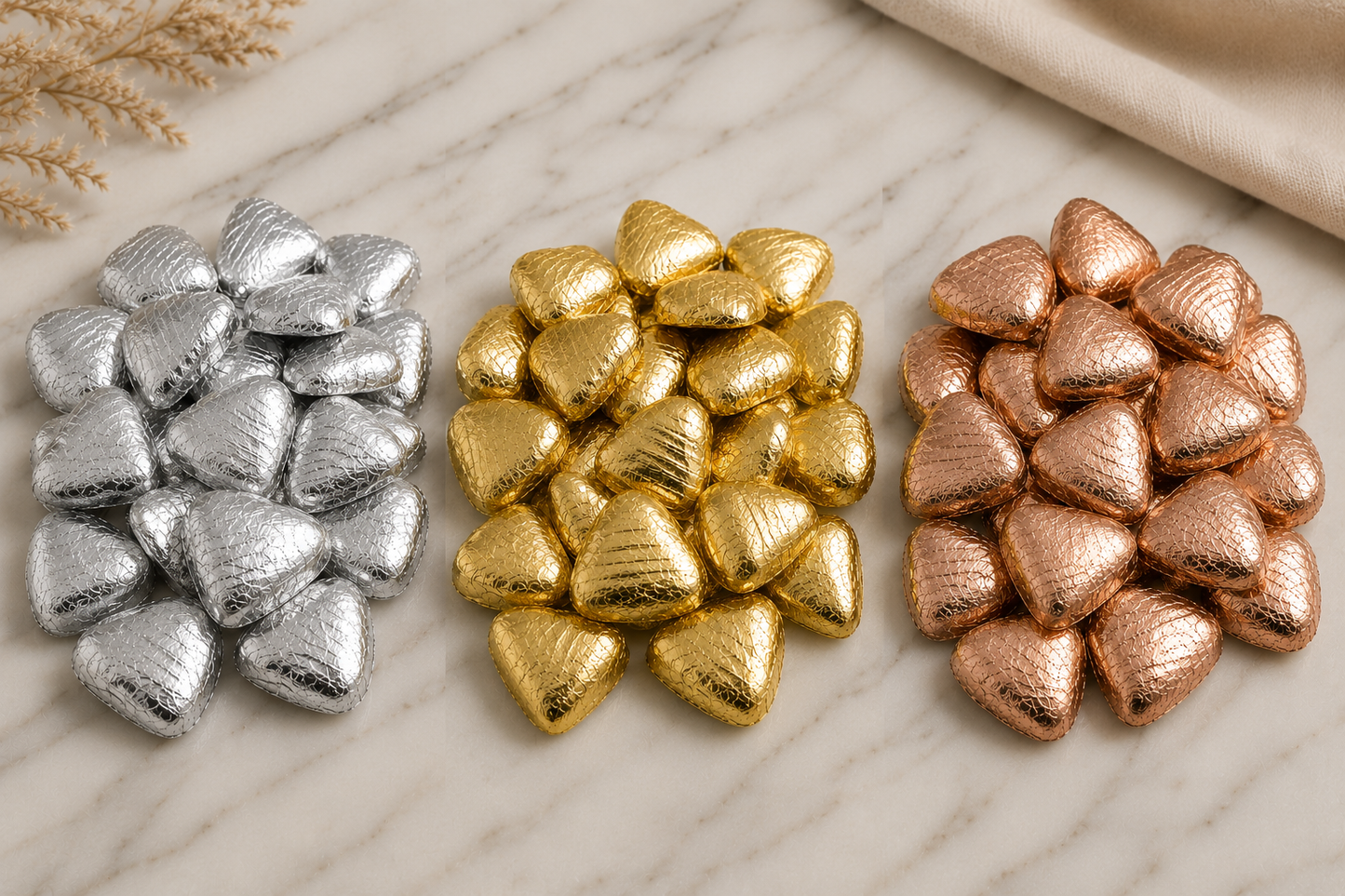 Heart Foil Chocolates For Wedding Favours Foil Wrapped Chocolate Hearts Gold Foil Heart Chocolates For Weddings Chocolates For Party Favours