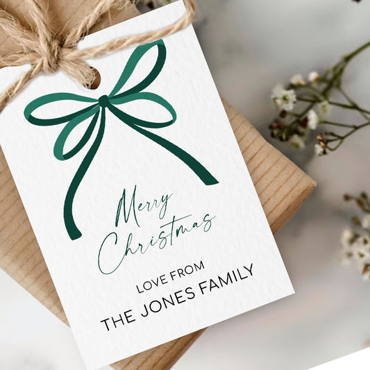 *digital* Personalised Christmas Tag | Bow Christmas Tag Pack | Family Name | Digital Template | Family Christmas Tag