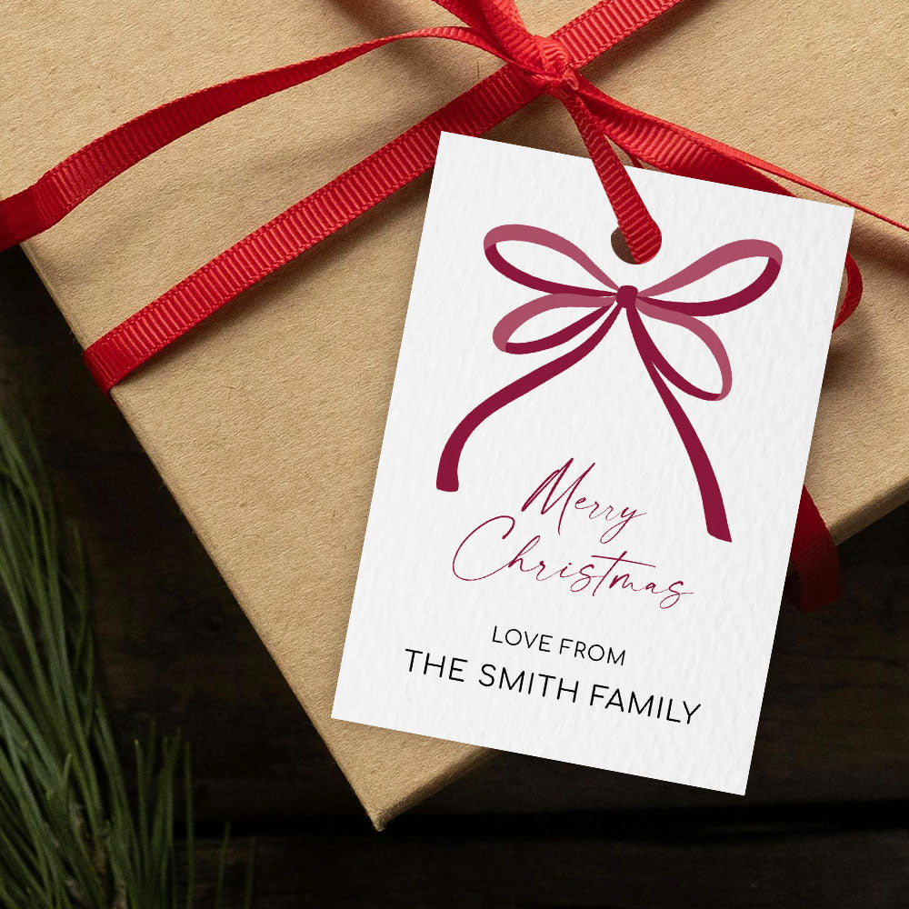 Personalised Christmas Tag | Bow Christmas Tag Pack | Family Name | Name Tag | Customised