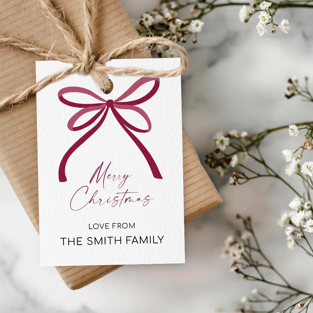 Personalised Christmas Tag | Bow Christmas Tag Pack | Family Name | Name Tag | Customised