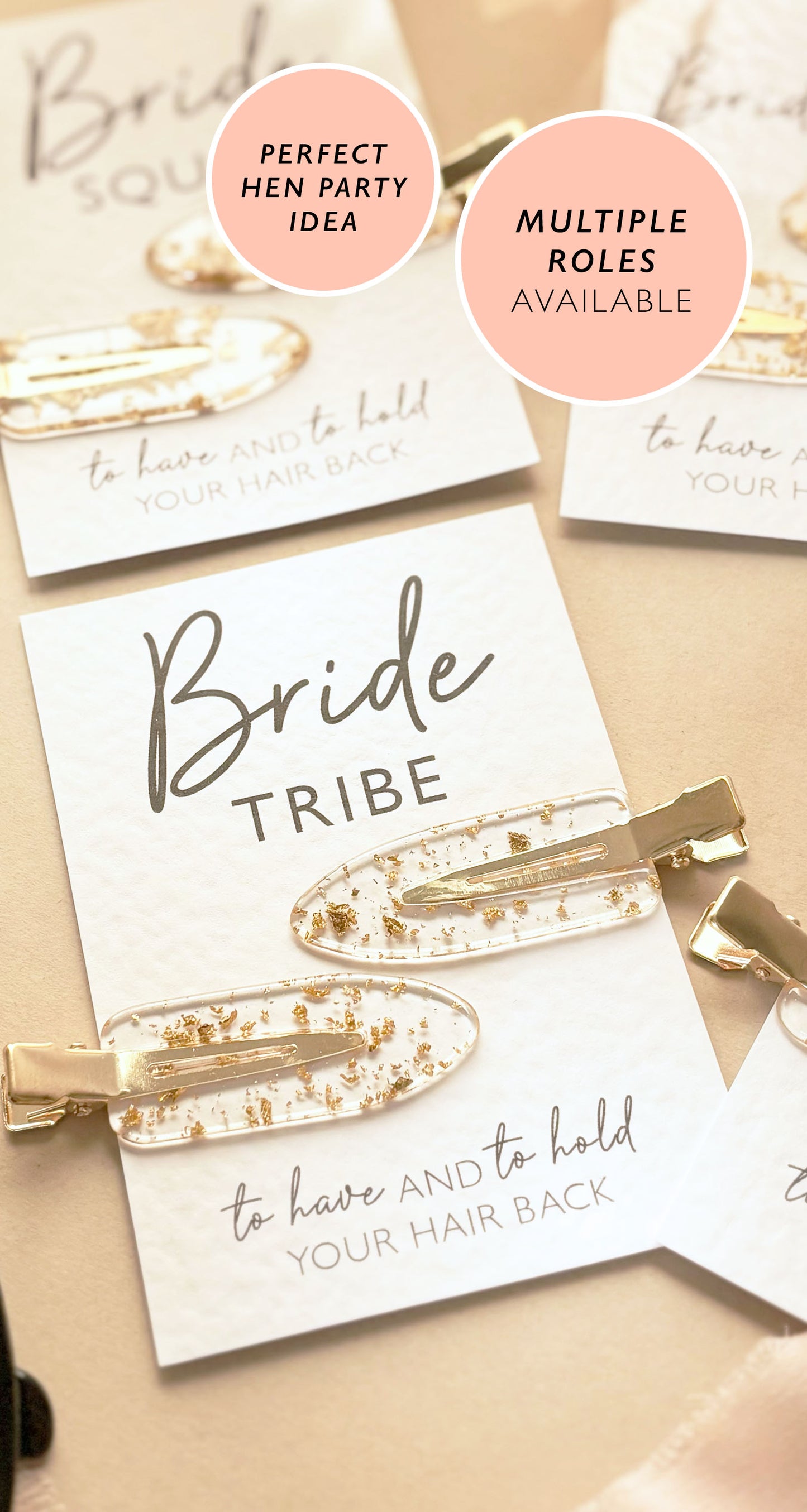 Hen Do Hair Gold Clips  Hen Party Favors and Gifts  Bride Tribe and Bride Squad Accessories  Personalised Hen Party Bag Fillers